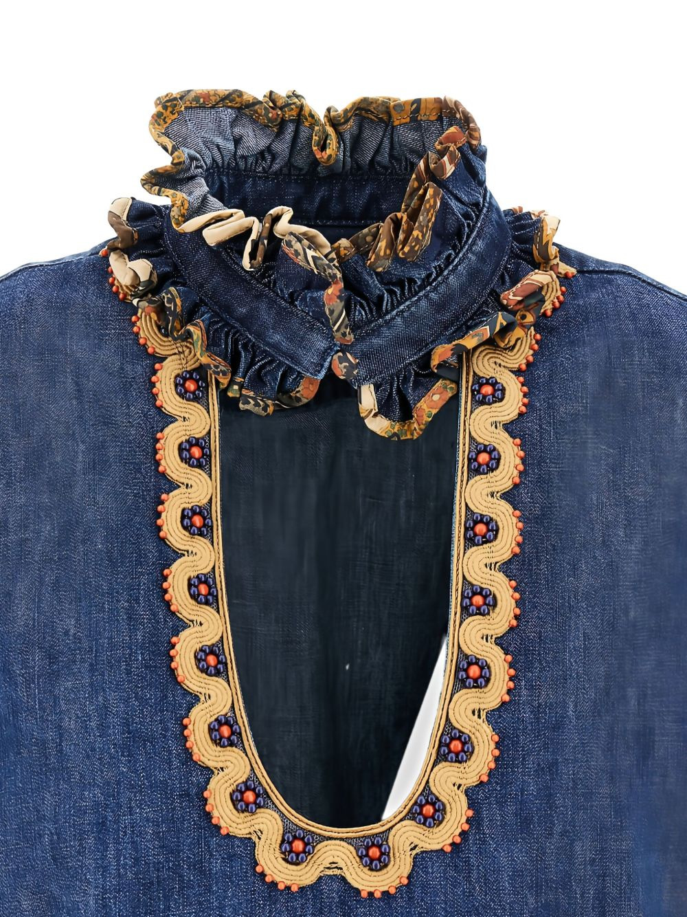 embroidered chambray blouse - 2