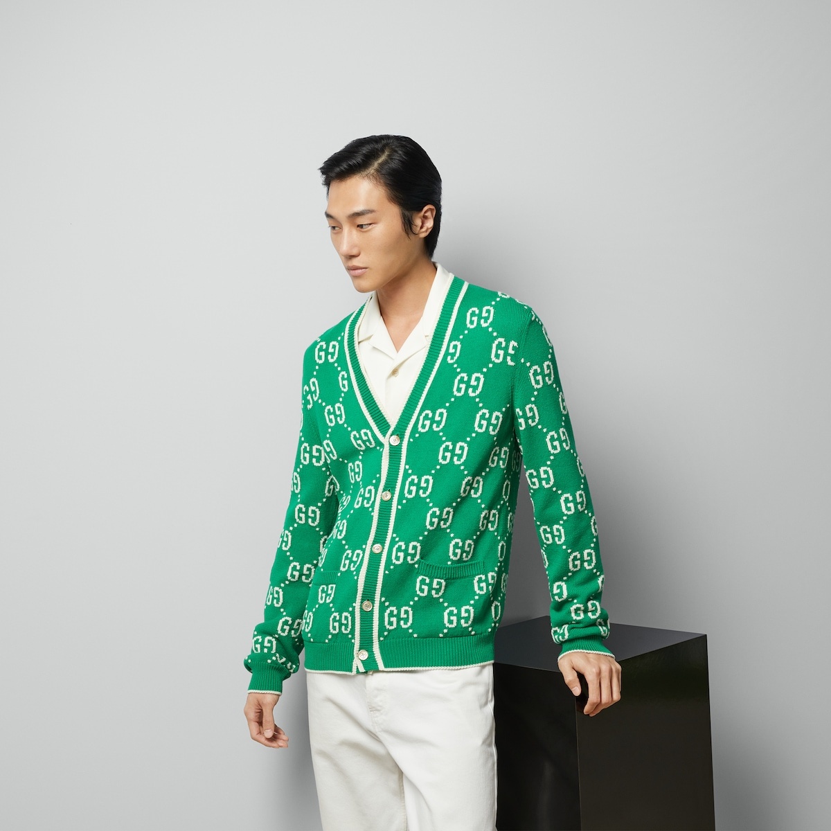 GG cotton intarsia cardigan - 5