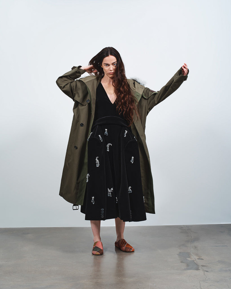 WOMENS DOUBLE BREASTED PARKA IN HUNTER GREEN 4