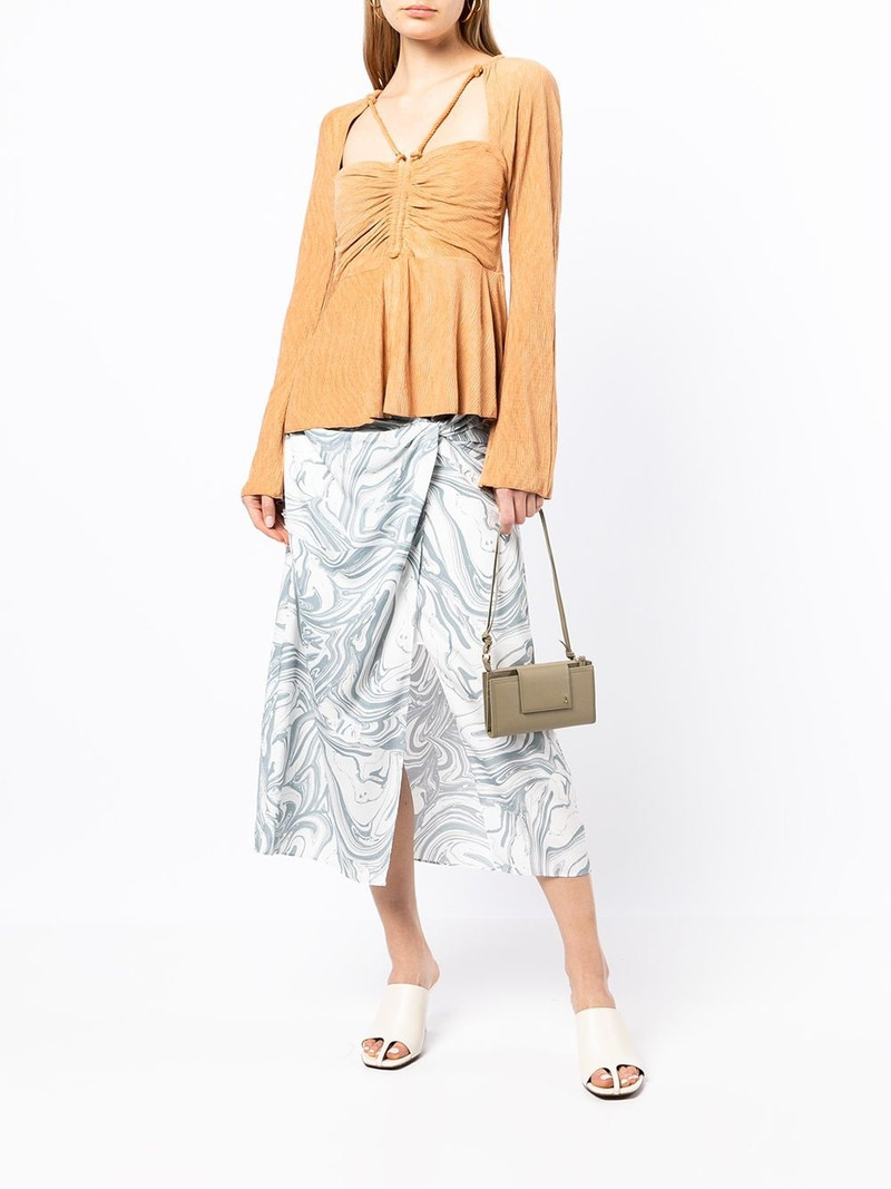 SIMKHAI izabella marble-print midi skirt outlook