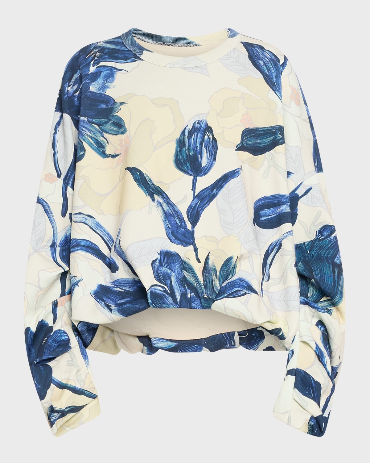 Dries Van Noten Hannett Floral-Print Balloon Crewneck