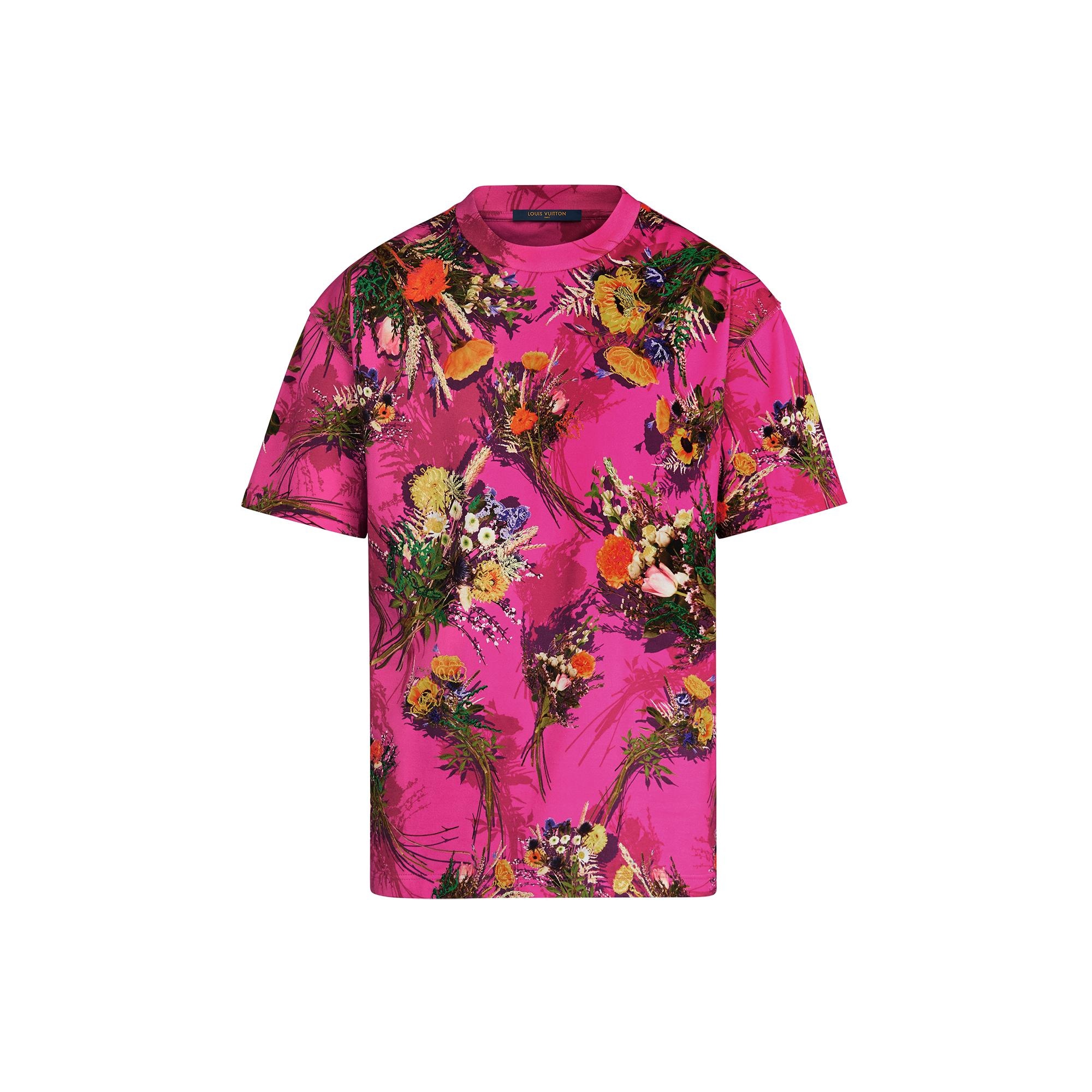 Printed and Embroidered Flowers T-Shirt - 1