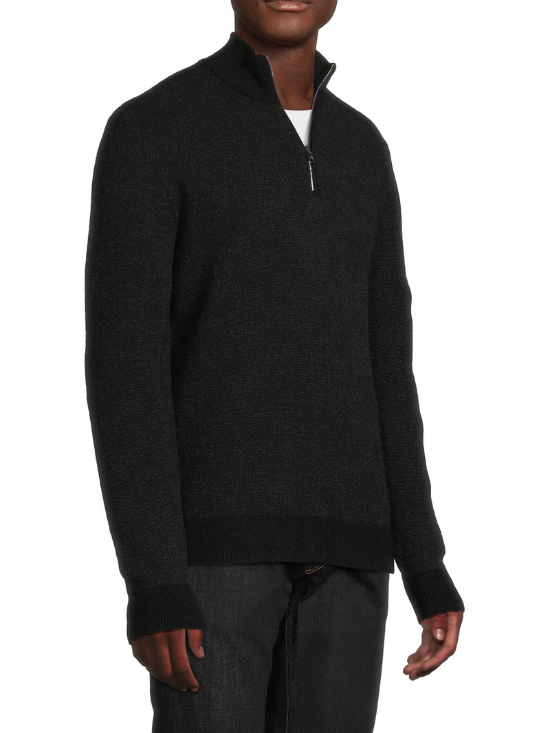Men's Birdseye Cashmere Quarter-Zip Sweater - Classic Black 4