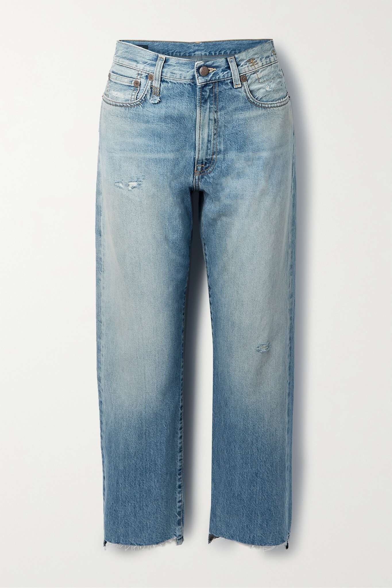 Distressed low-rise boyfriend jeans - 1