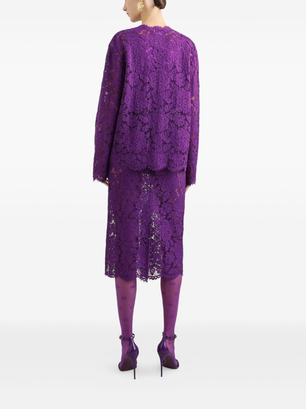 lace-detailing midi skirt - 3