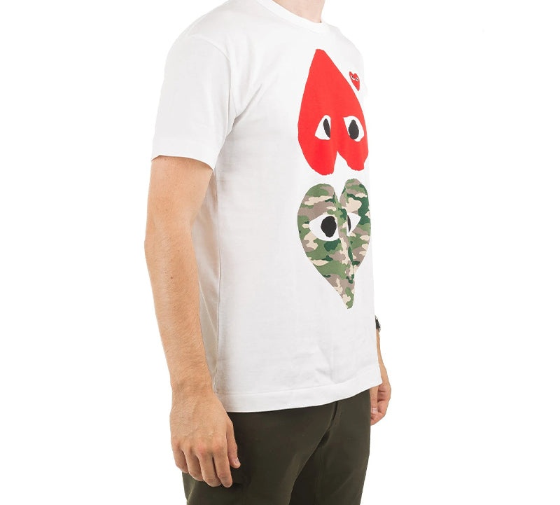 COMME des GARCONS PLAY Camouflage Logo Printing Short Sleeve Tee 'White' AZ-T248-051-1 - 4