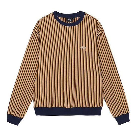 Men's Stussy Logo Stripe Round Neck Yellow 1140272 - 1