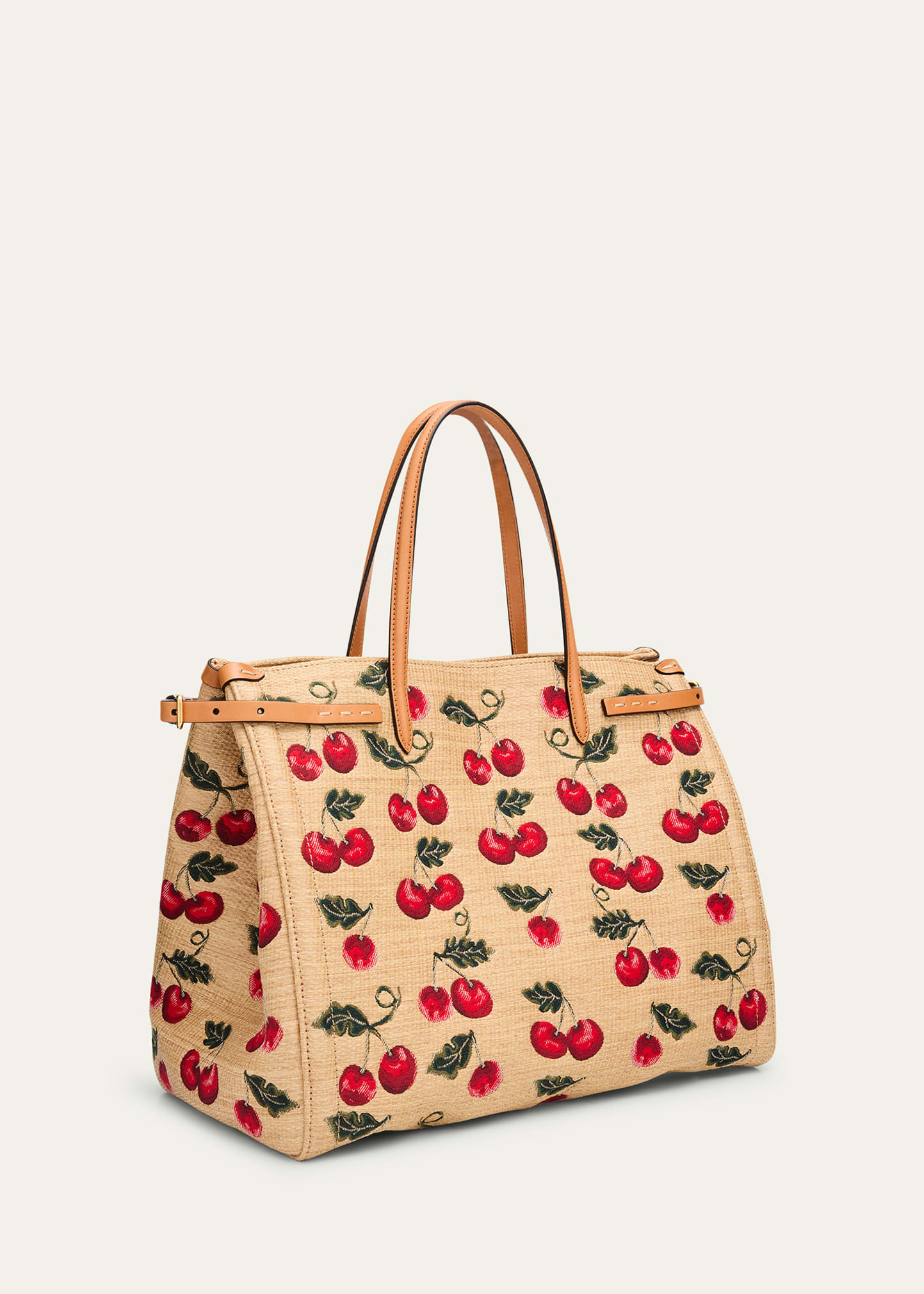 Antibes Medium Cherry Tote Bag in Cotton Jacquard - 3