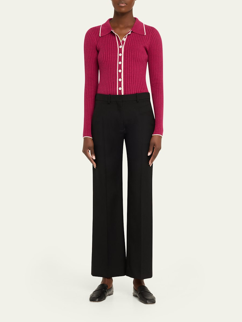 ANNA QUAN Ashlen Button-Front Rib-Knit Top outlook