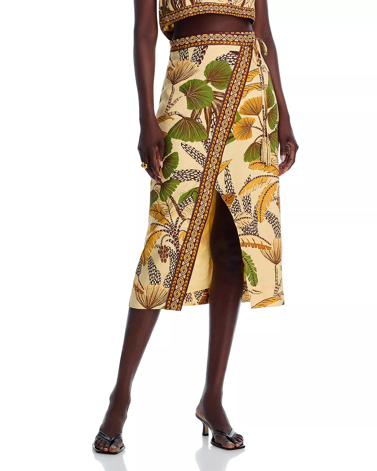 Foliage Sketch Sand Midi Skirt - 1