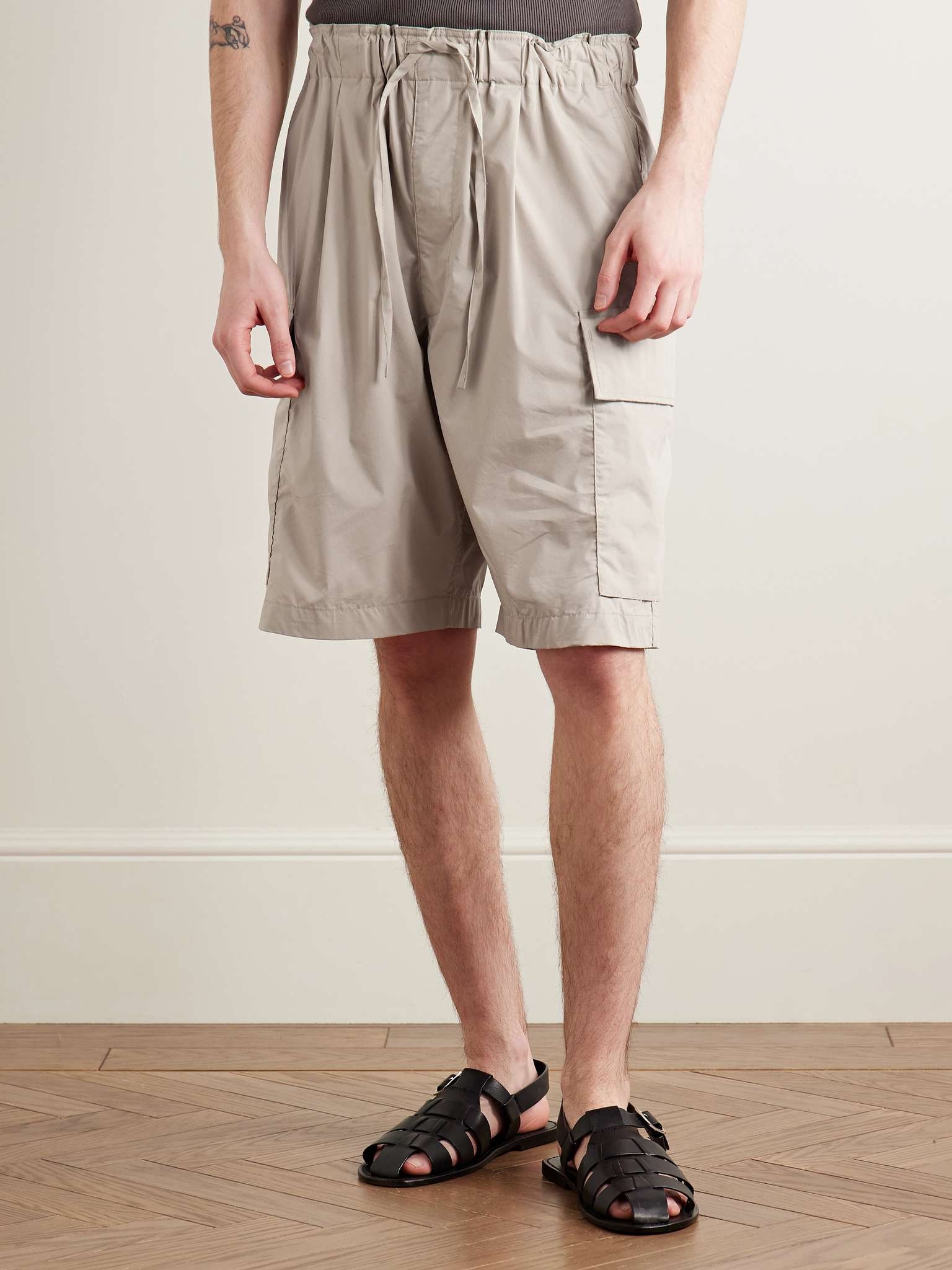 Straight-Leg Cotton-Blend Shell Drawstring Cargo Shorts - 3