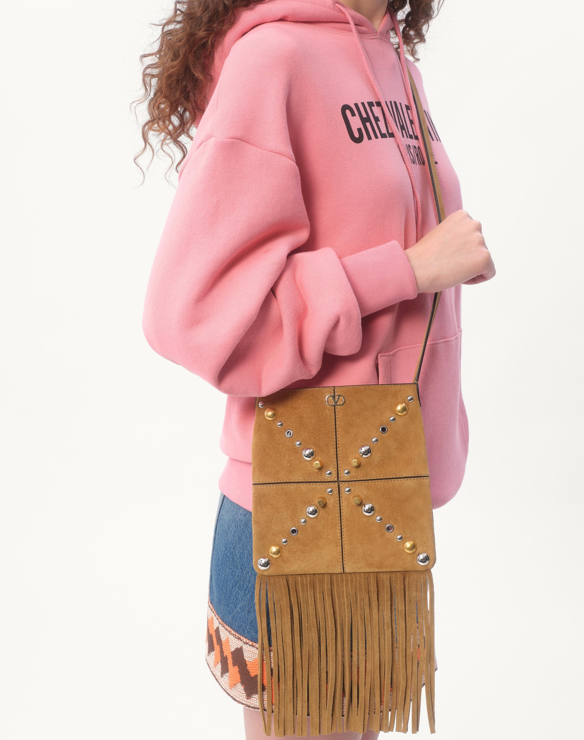VALENTINO GARAVANI NELLCÔTE SMALL SHOULDER BAG IN SUEDE WITH FRINGES - 7