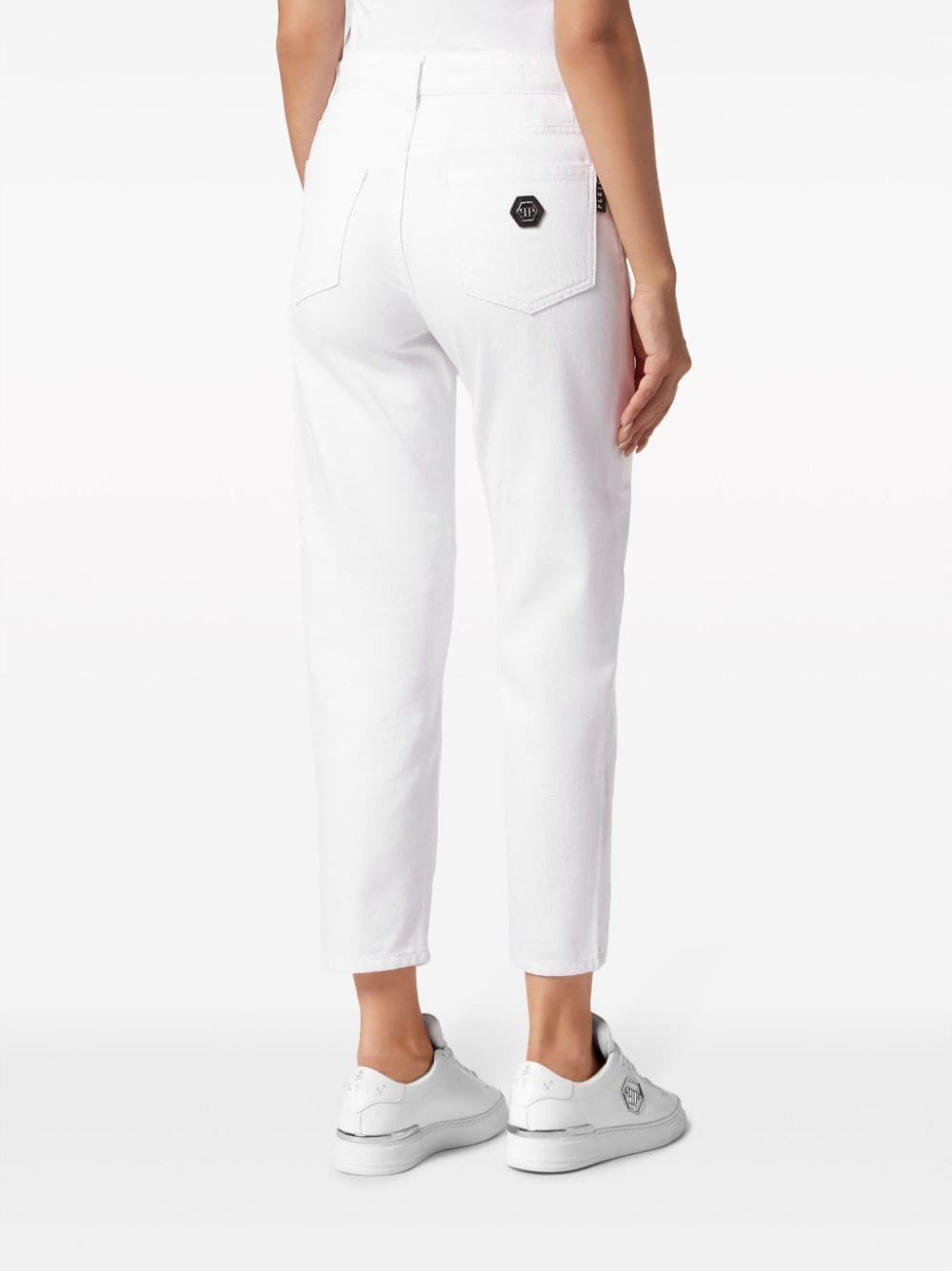Heart-patches cropped jeans - 4