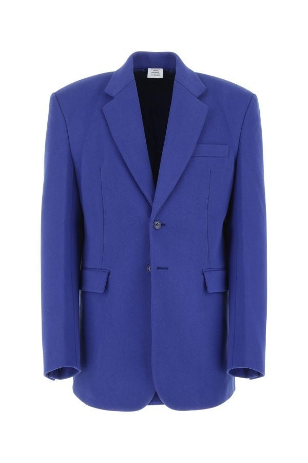 Vetements Unisex Blue Cotton Blend Oversize Blazer - 1