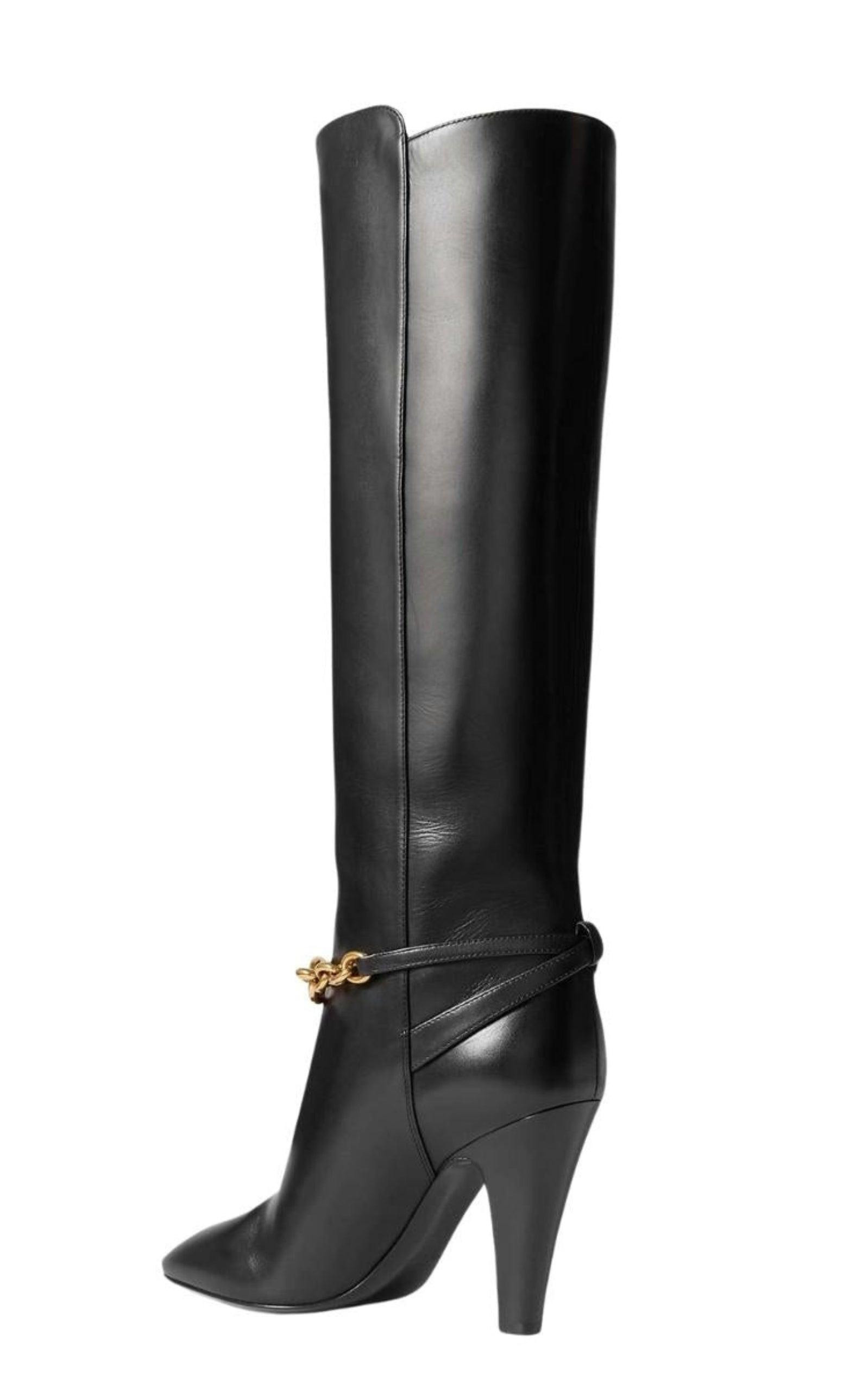 Le Maillon Chain-embellished Leather Knee Boots - 4