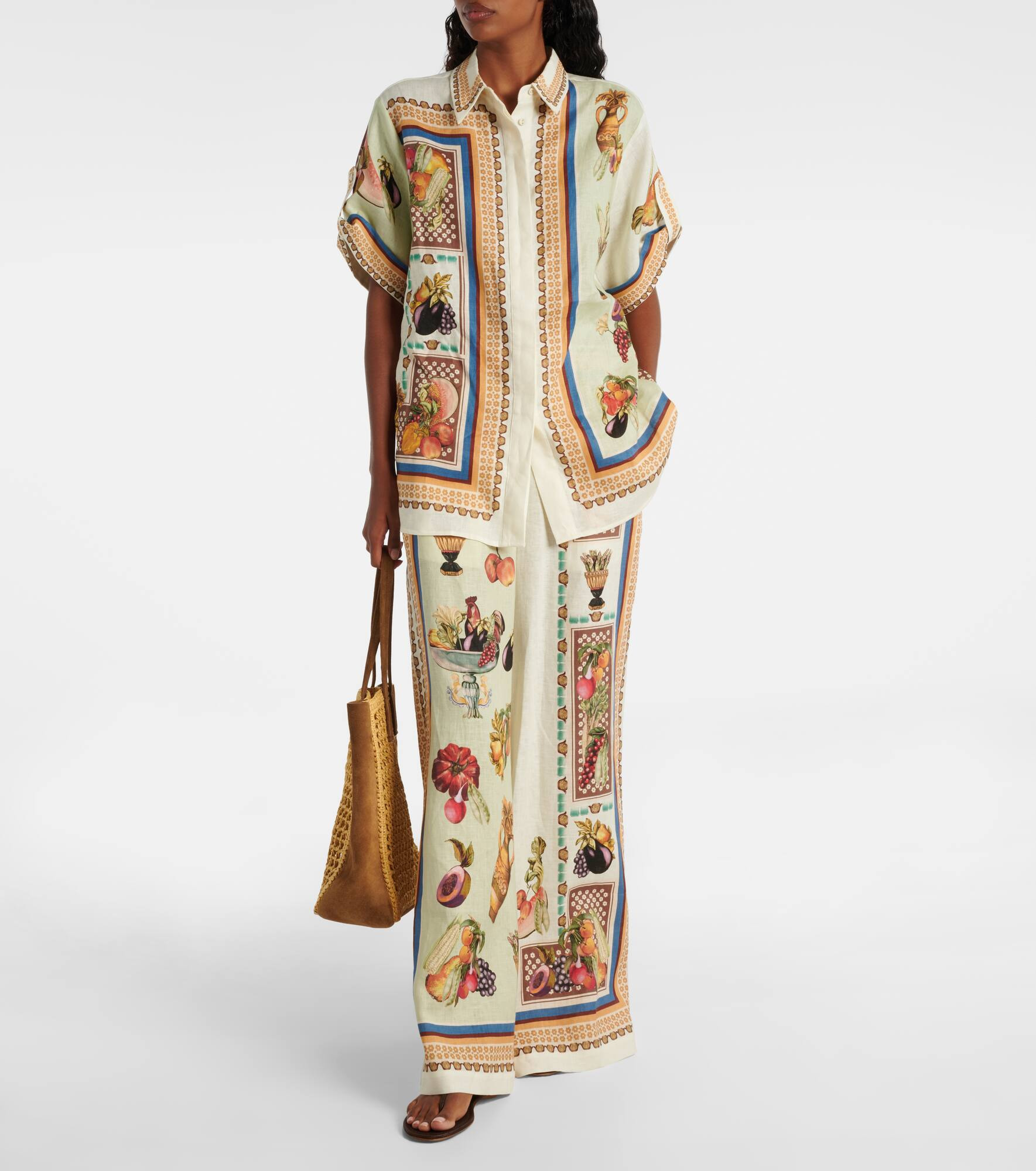Mercado printed linen wide-leg pants - 2