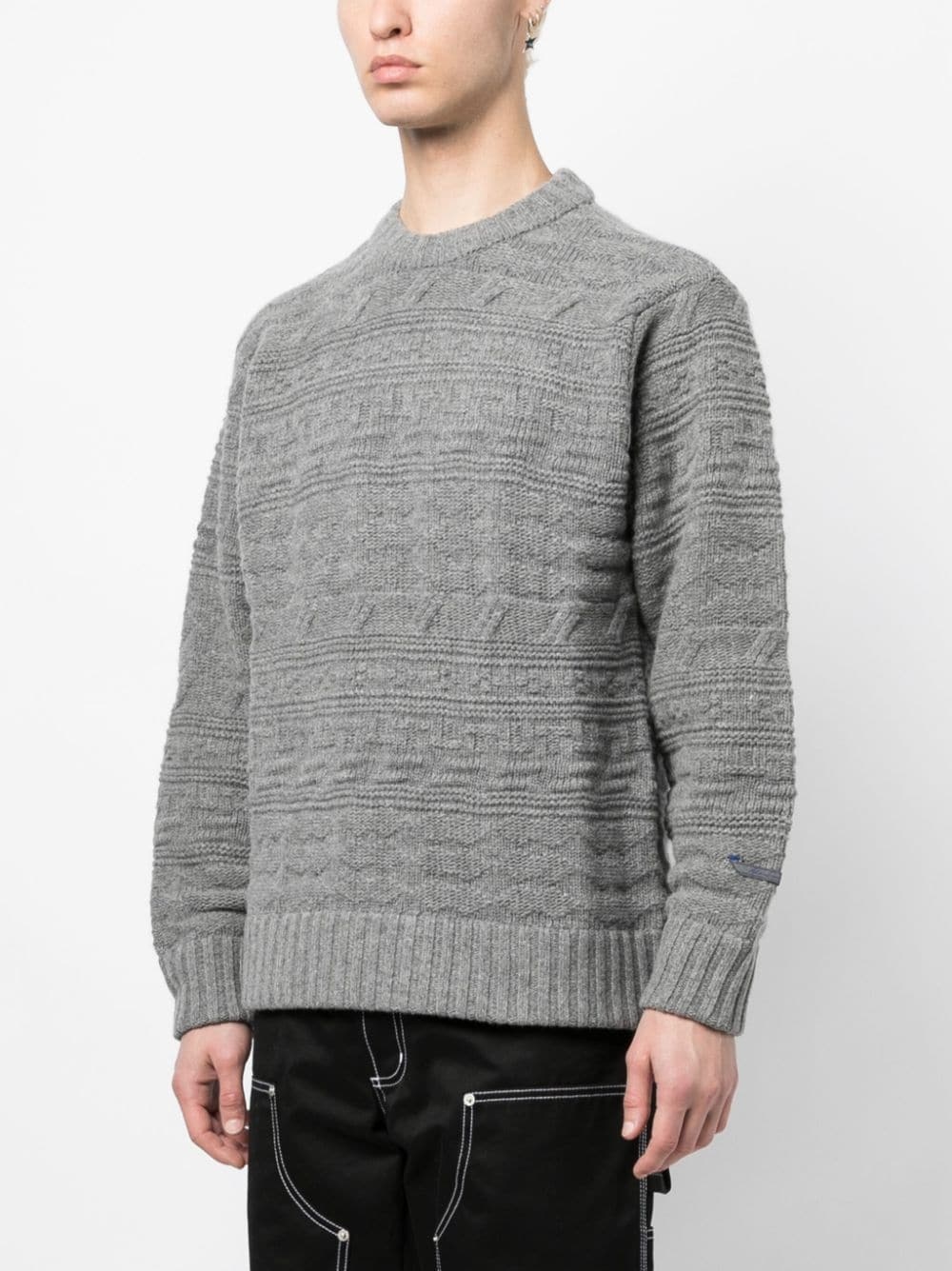logo-patch chunky-knit jumper - 3