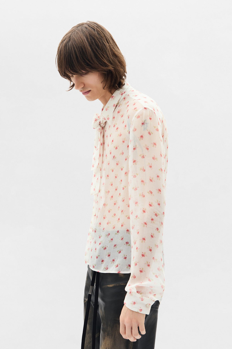 Ann Demeulemeester Stack Comfort Cropped Shirt with Necktie outlook