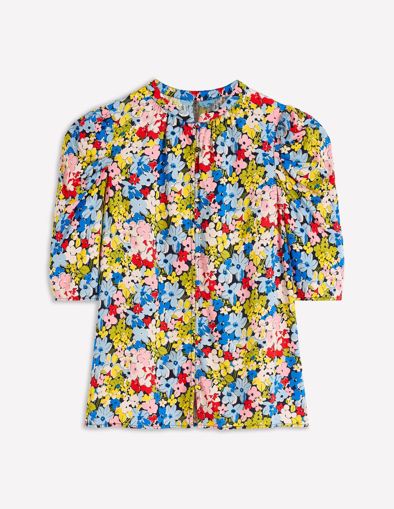 Mutton Sleeve Smart Top-Multi, Flowerbed Cluster 1