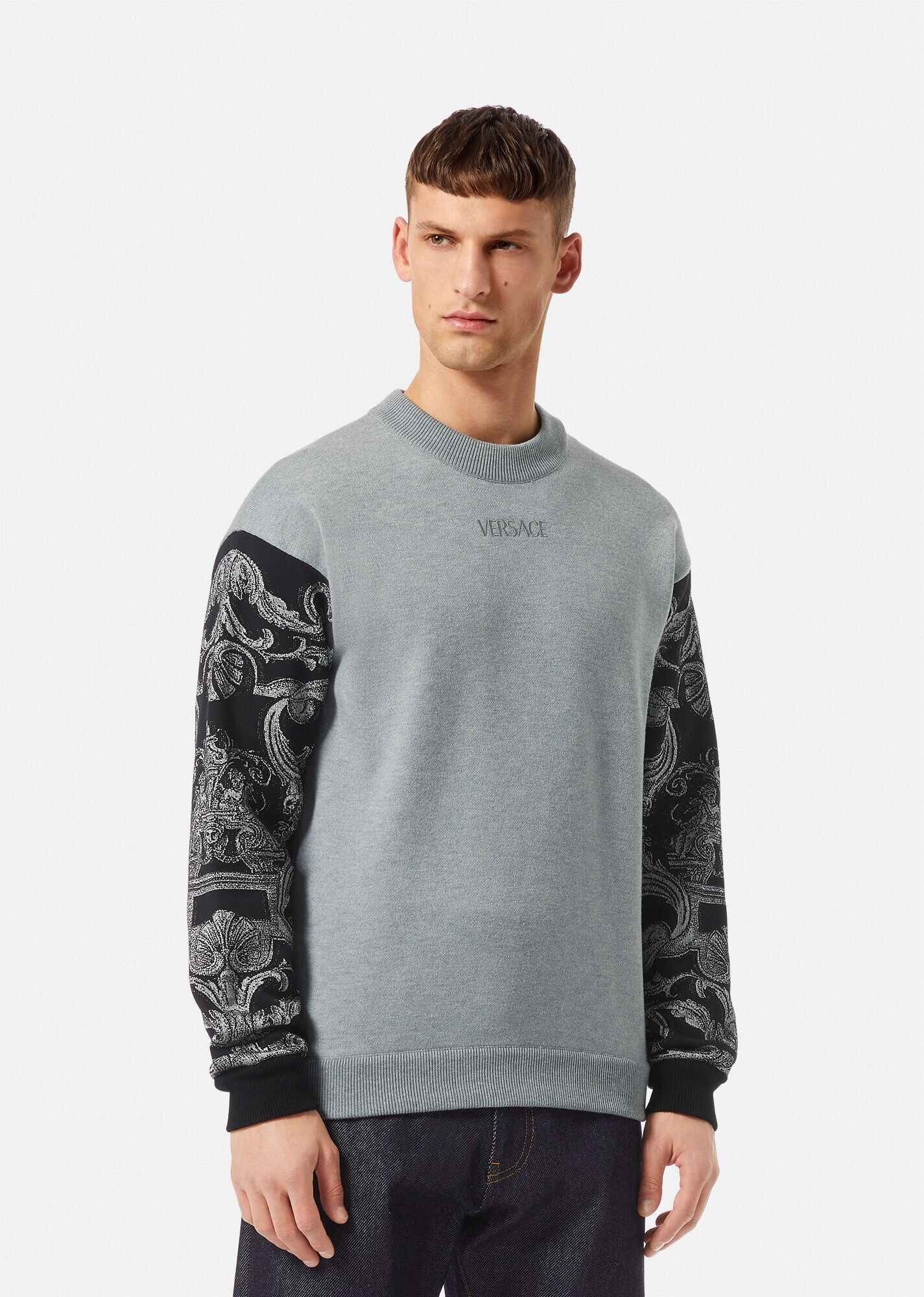 Silver Baroque Jacquard Sweatshirt - 3