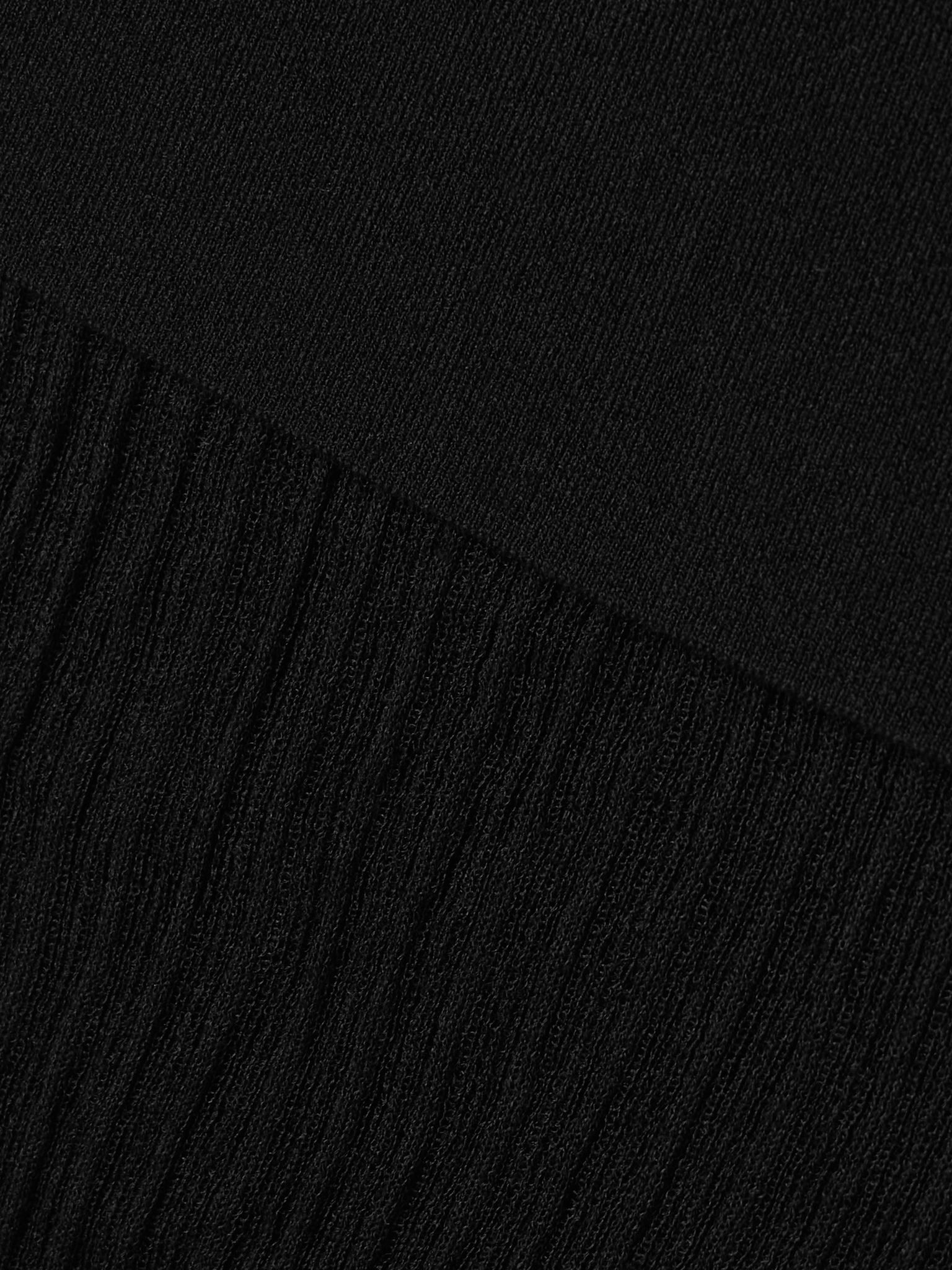 Sheer Knit Foldover Long Skirt - Onyx Black - 4