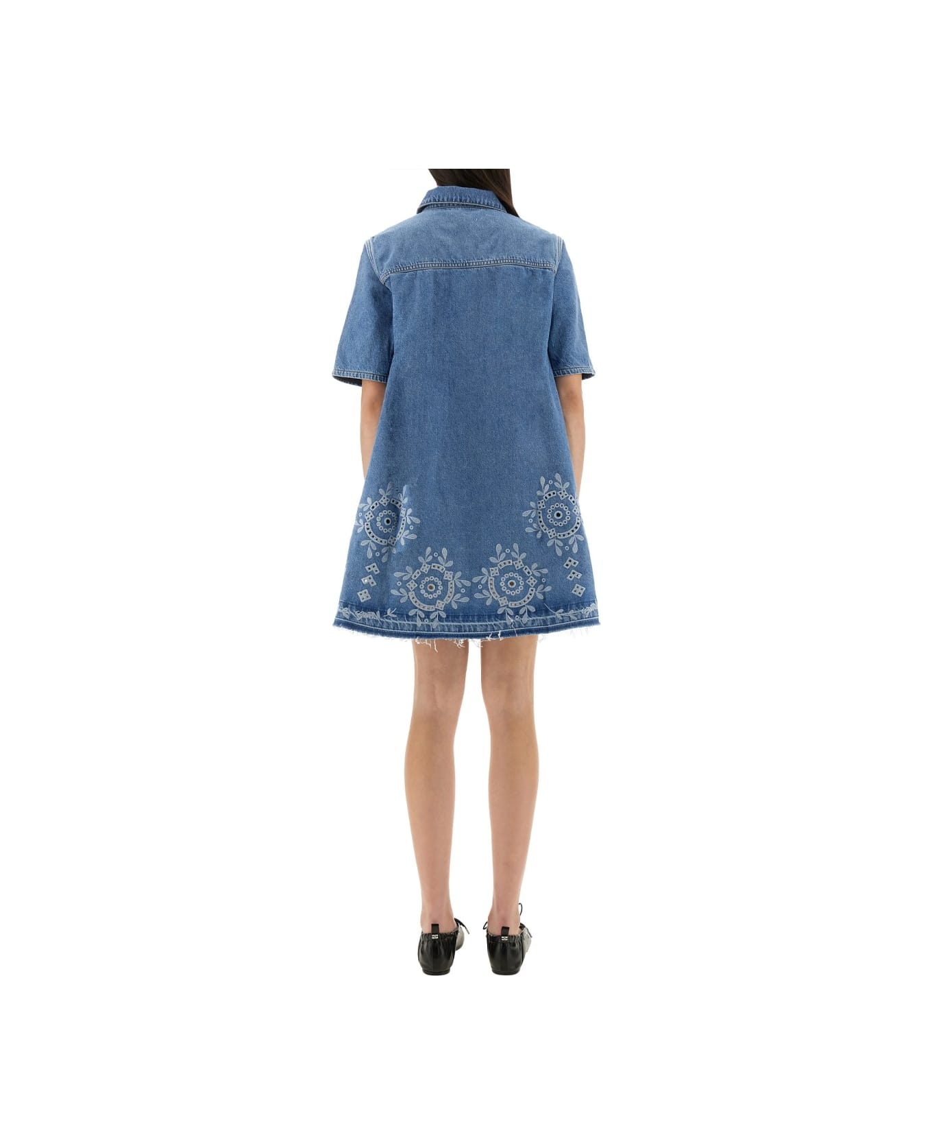 Mini Dress With Sangallo Embroidery - 3