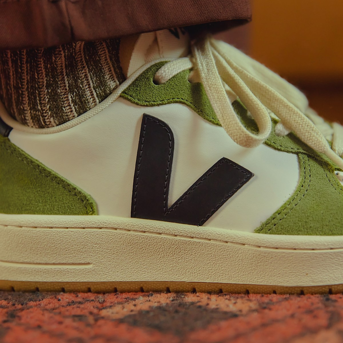 V-10 LEATHER WHITE BLACK KIWI - 4