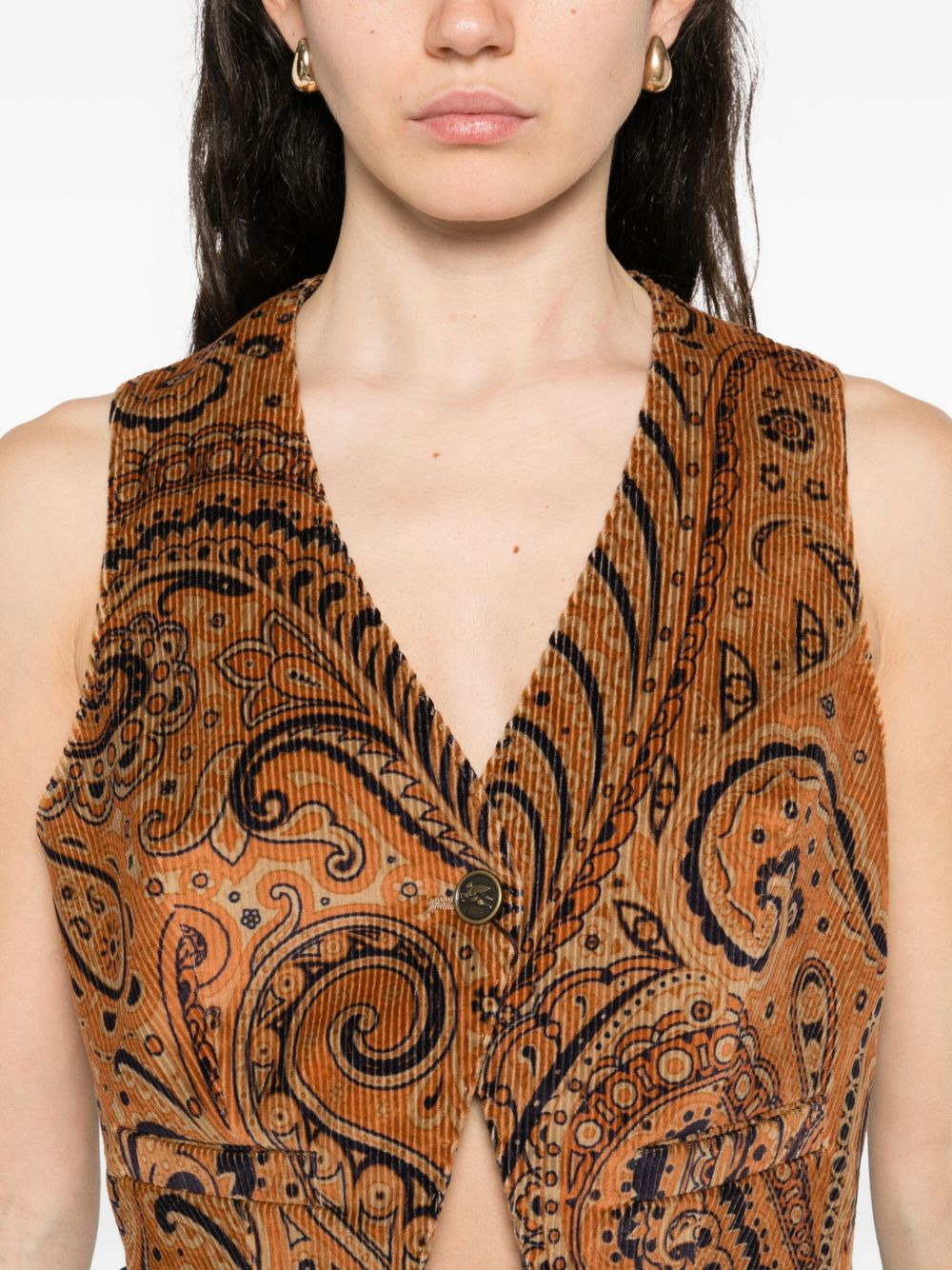 paisley-pattern corduroy waistcoat - 5
