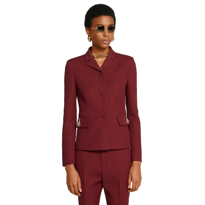 Crêpe wool silk jacket with tiger 3