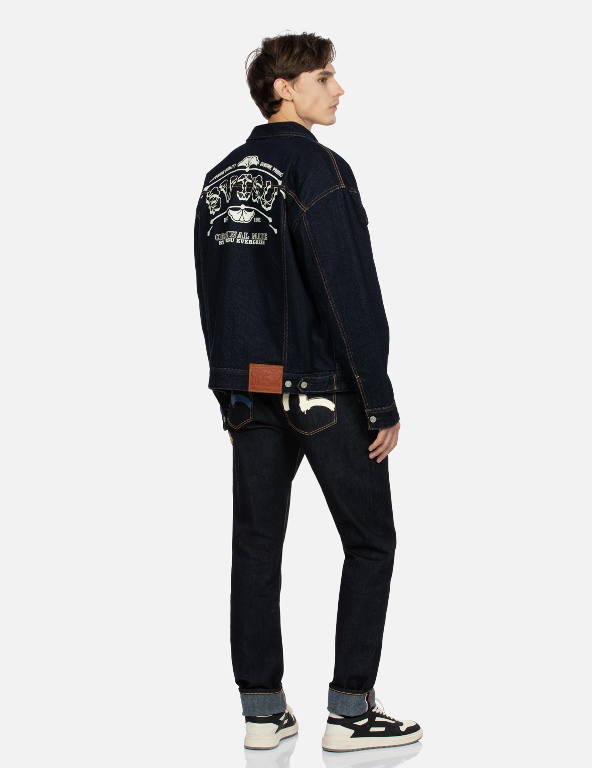 LOGO AND SEAGULL PRINT LOOSE FIT DENIM JACKET - 3