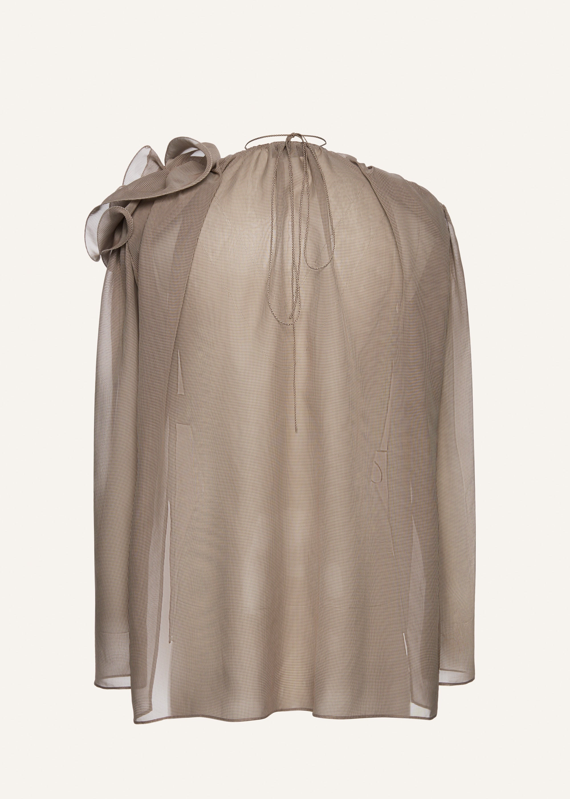 Classic silk flower blouse in brown - 2