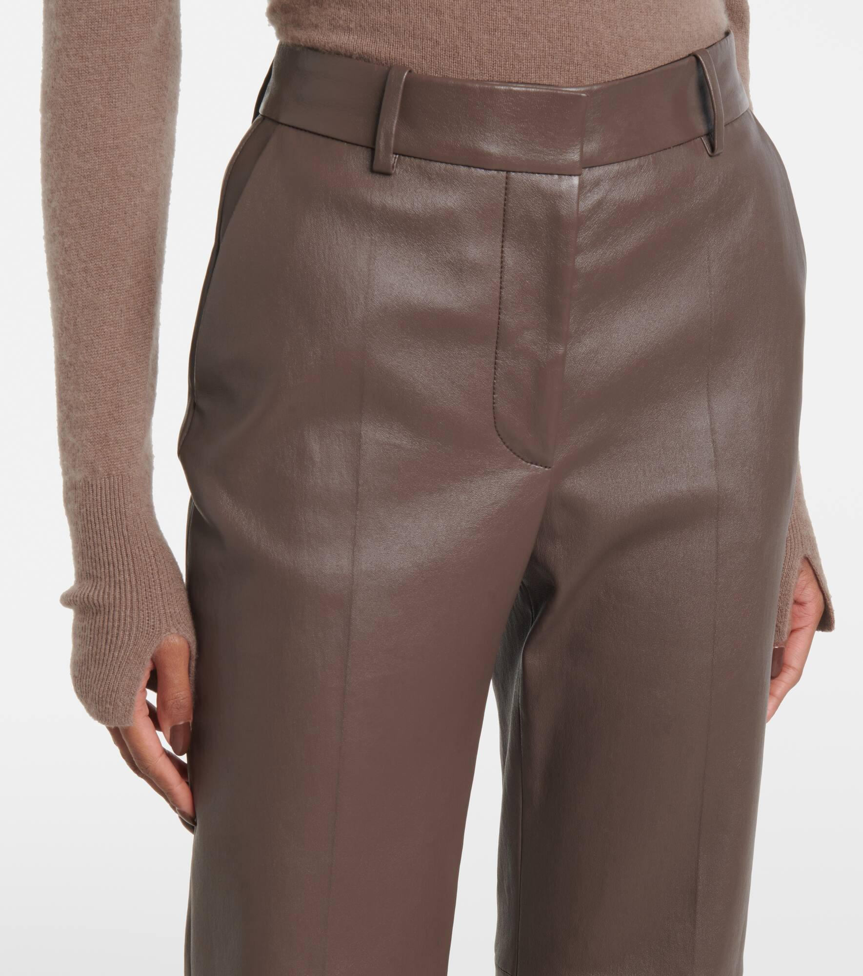 Tafira mid-rise leather flared pants - 4