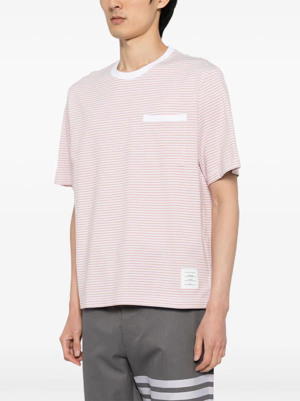 ★THOM BROWNE★ Oversized short sleeve pocket short sleeve t Thom Browne: White Oversized Short Sleeve Pocket T-shirt