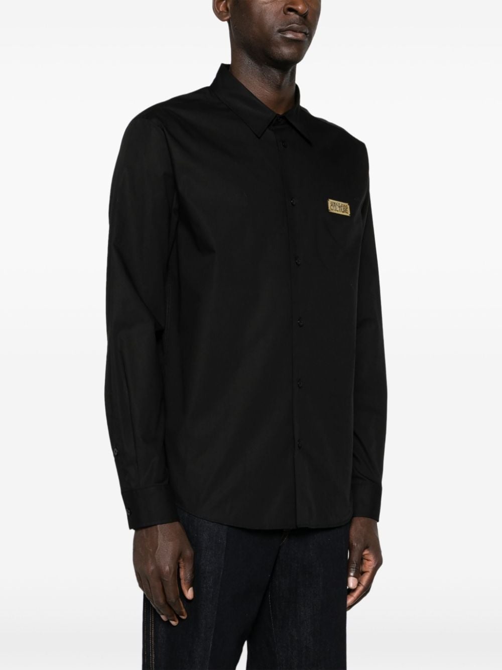 logo-plaque cotton shirt - 3