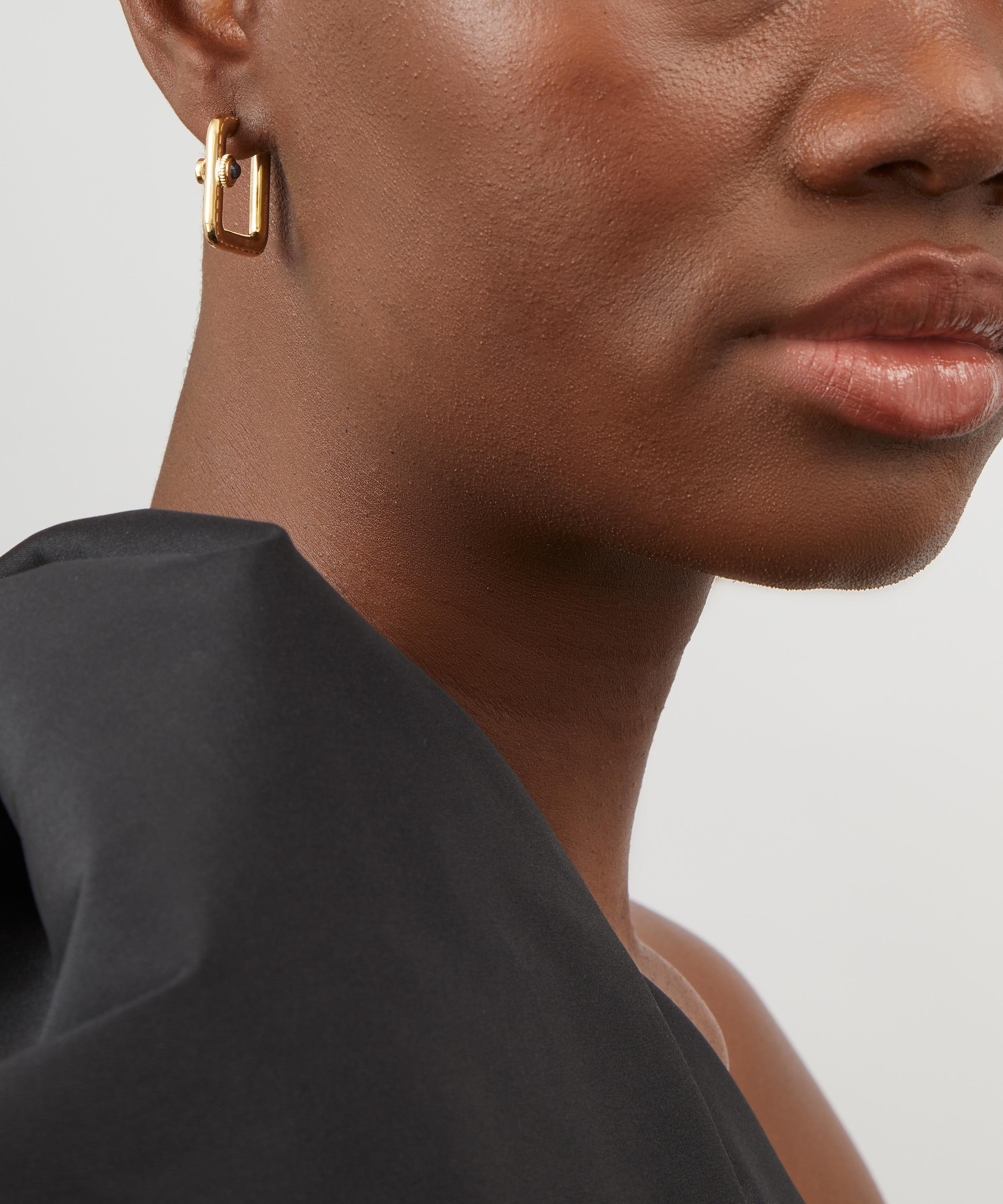 9ct Gold Blue Sapphire Hoop Earrings - 2