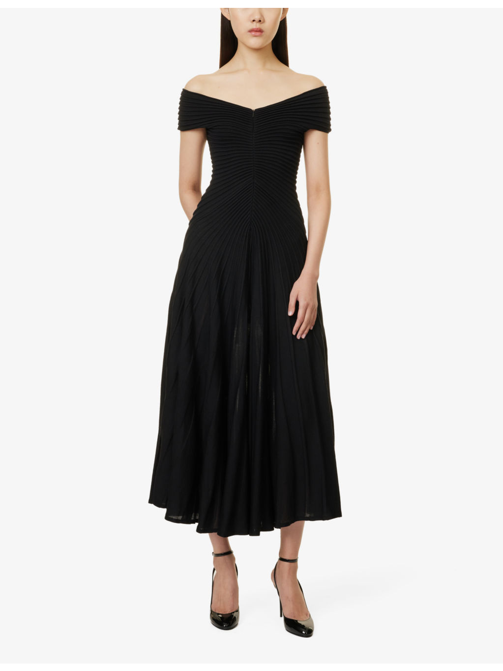 V-neck sleeveless wool knitted maxi dress - 2