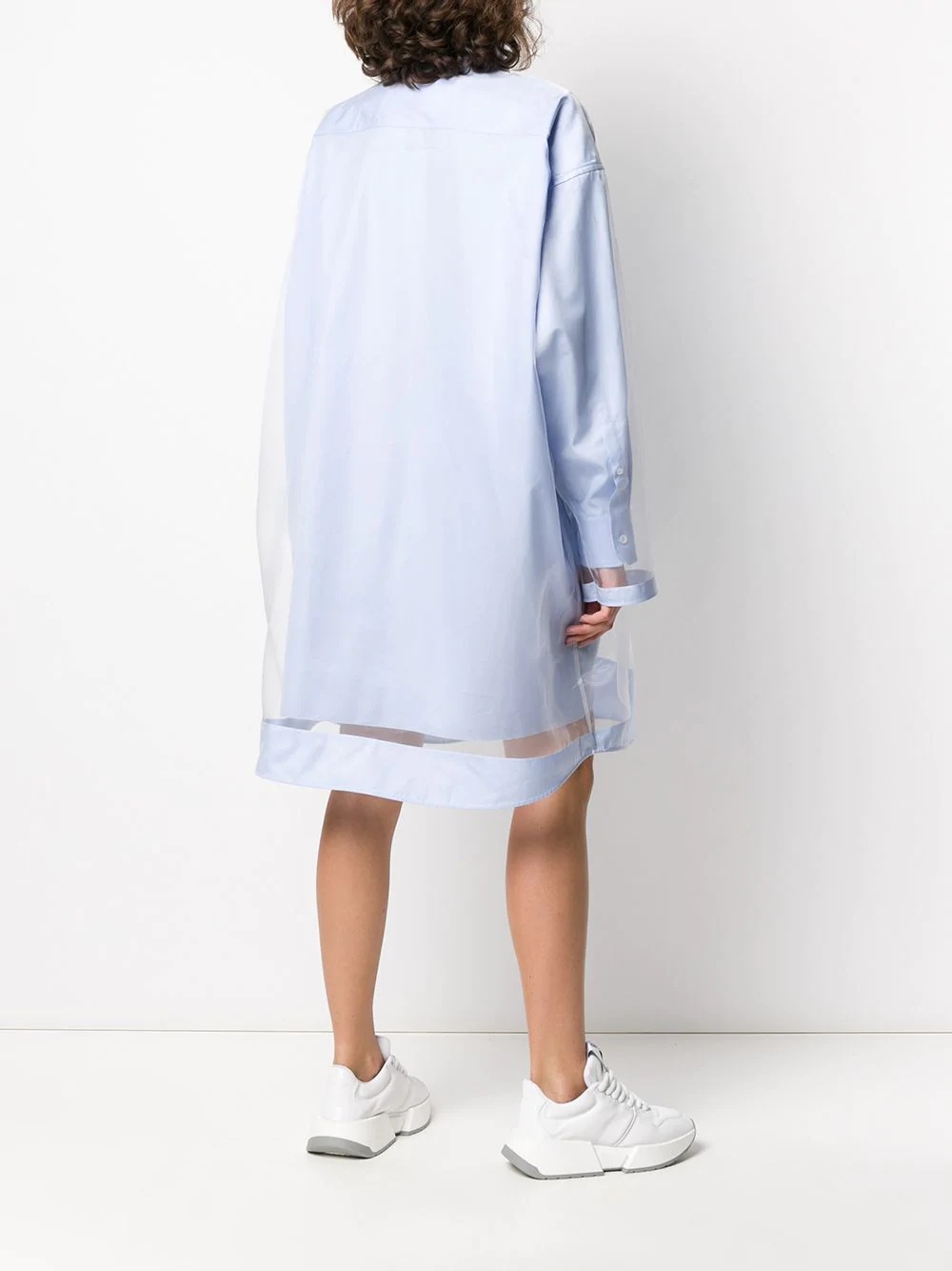 sheer-overlay shirt-dress - 4