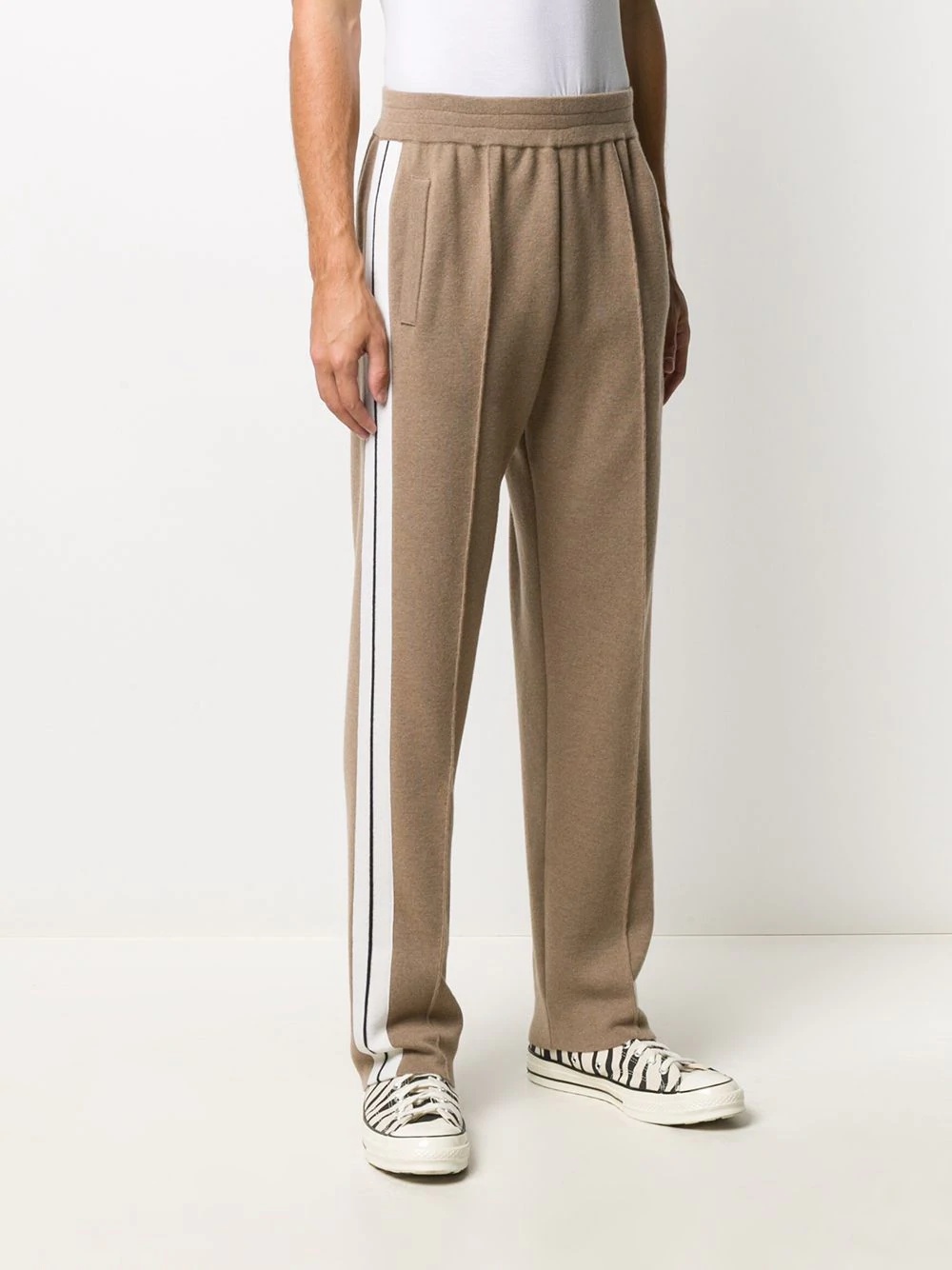 embroidered logo knitted track pants - 3