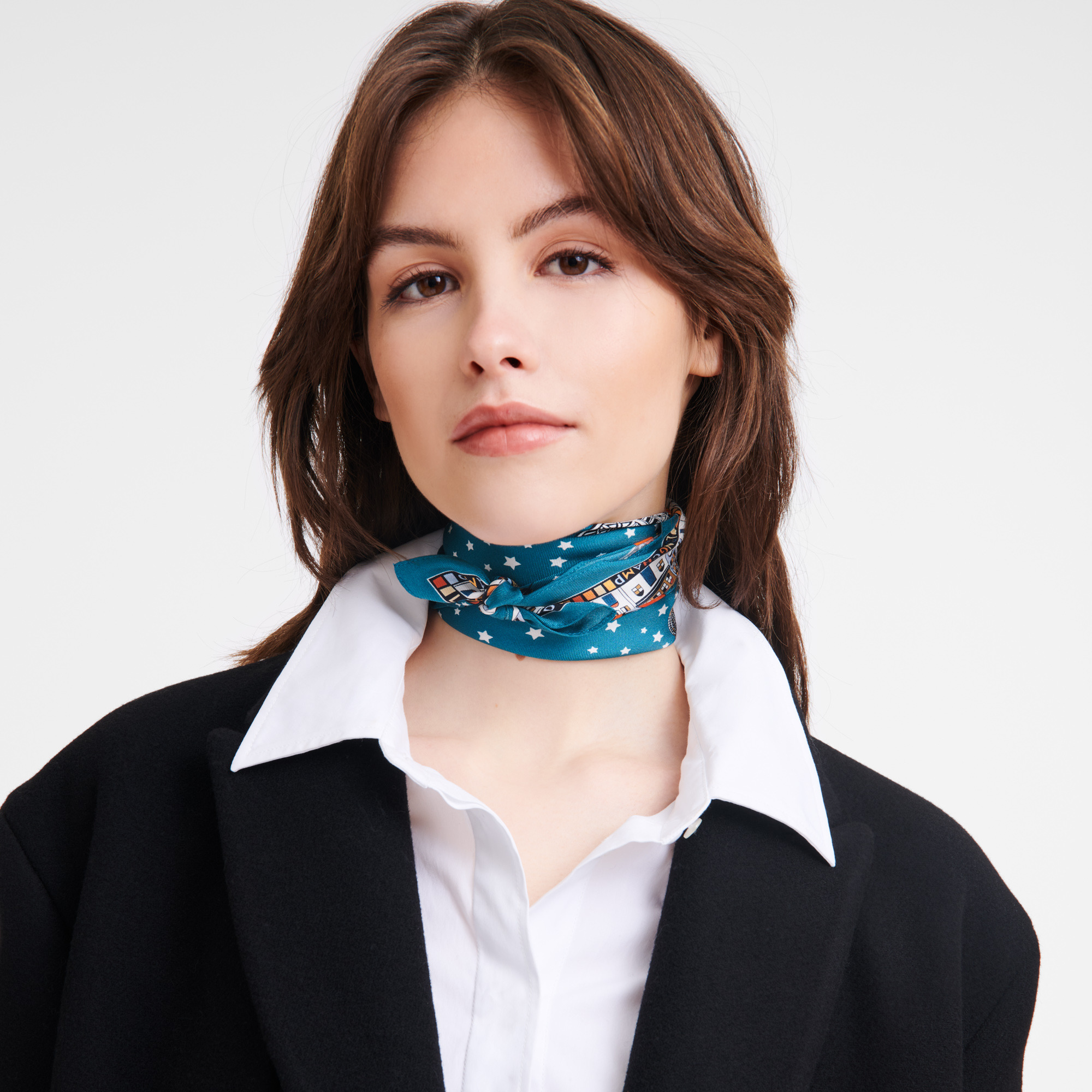 Tour Eiffel Noël Longchamp Silk scarf 50 Peacock - Silk - 2