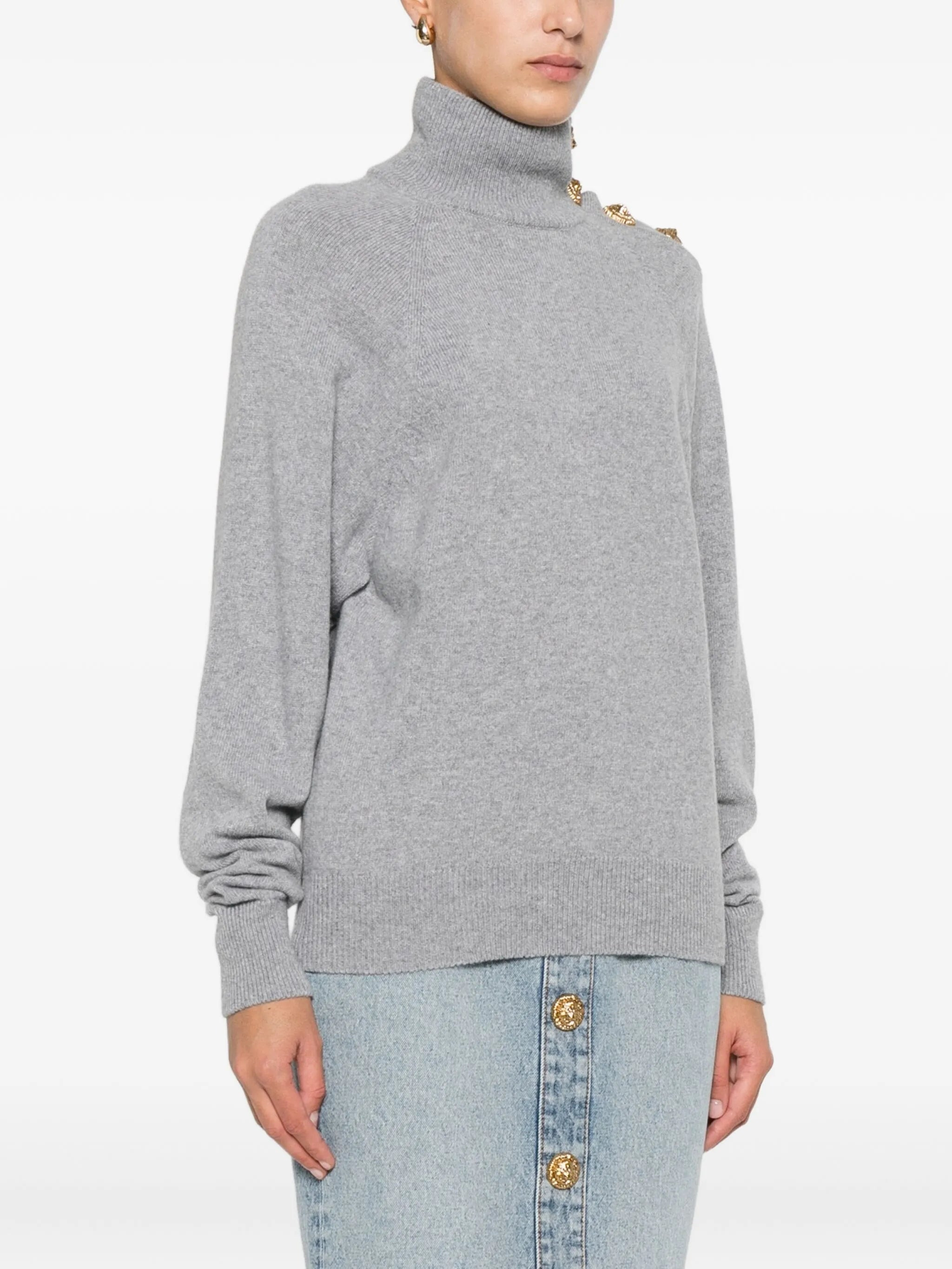 high-collar button-detail sweater - 3