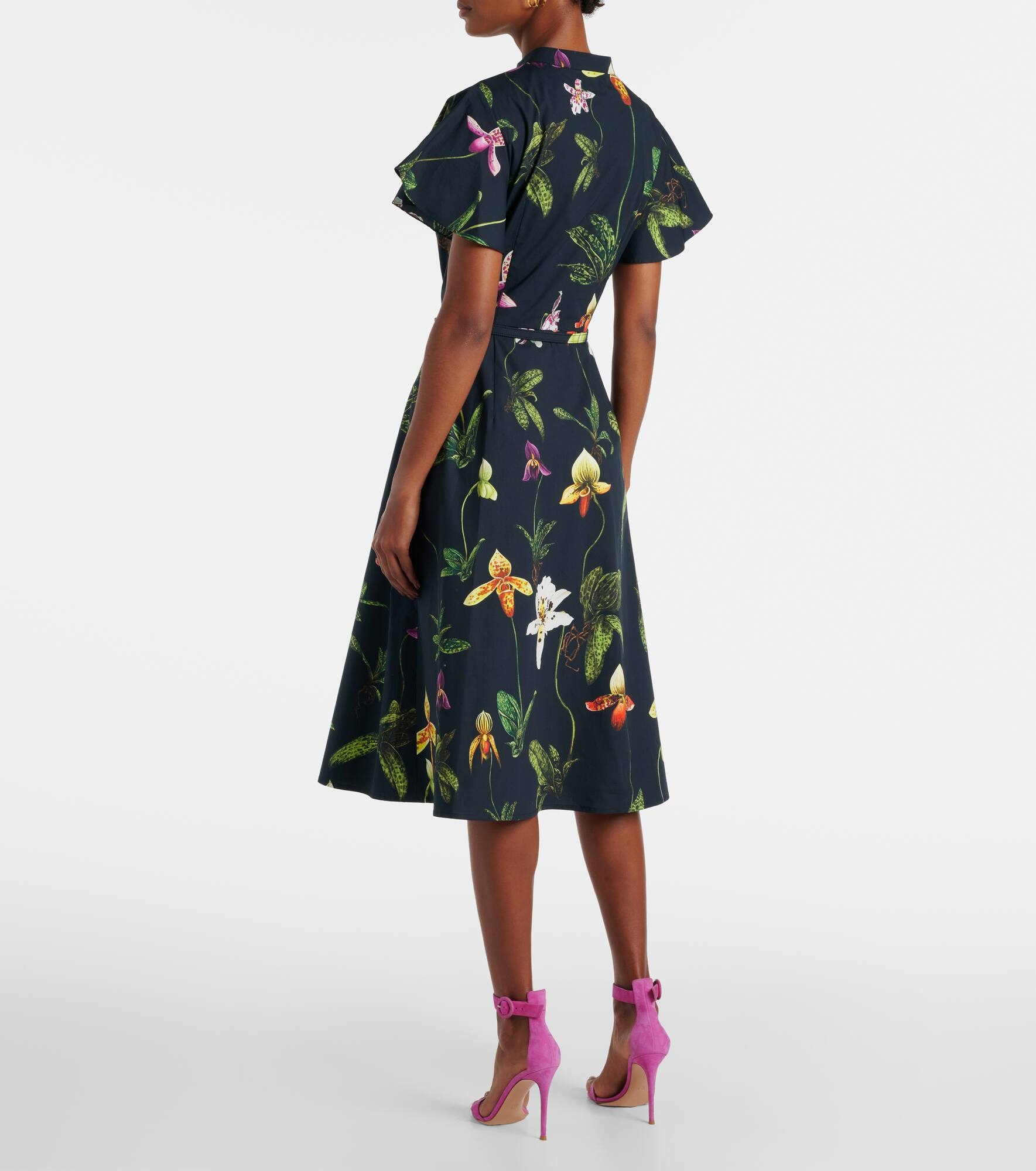 Floral cotton-blend midi dress - 3