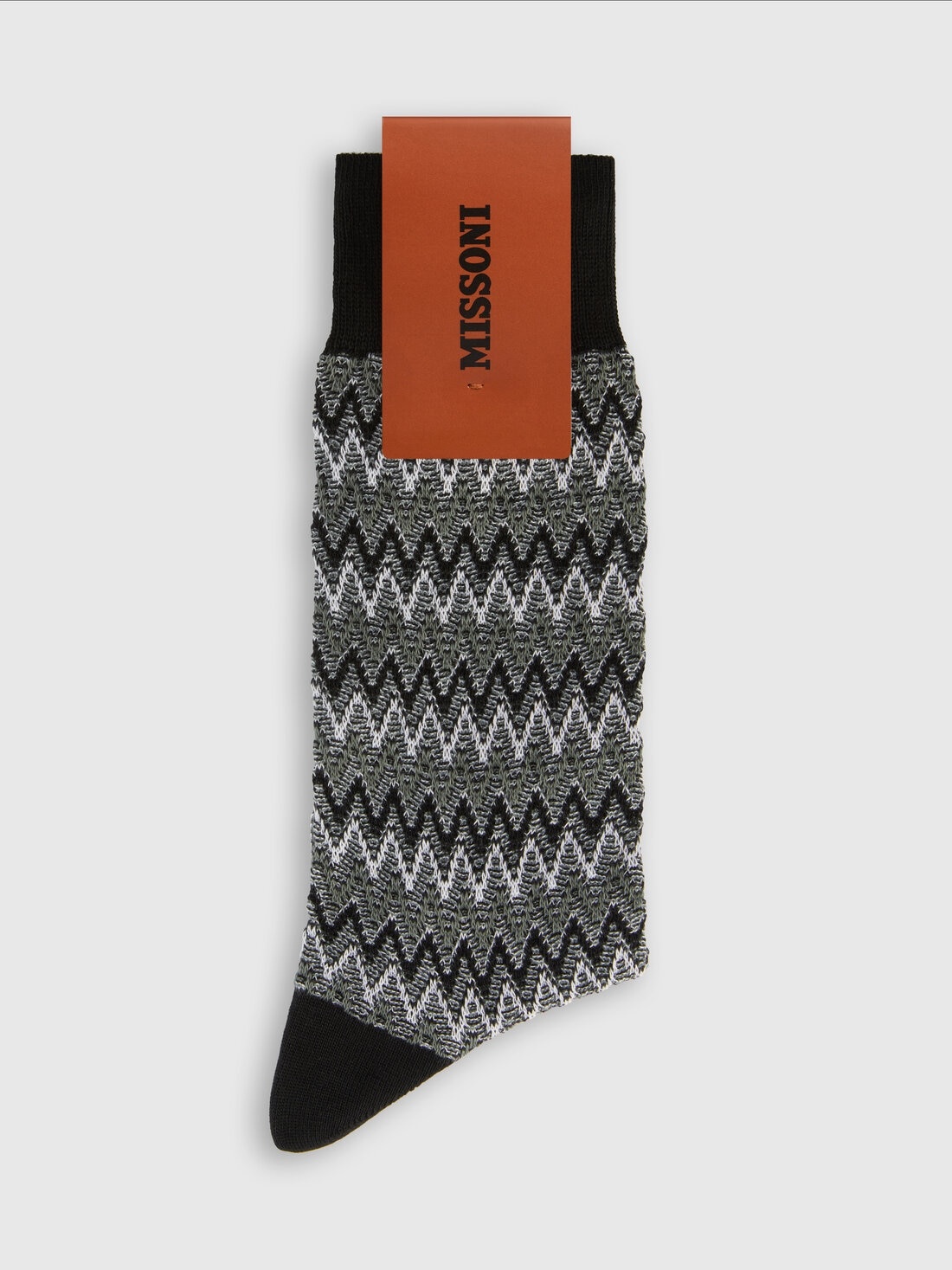 Short socks in cotton blend with zig-zag pattern. - 2