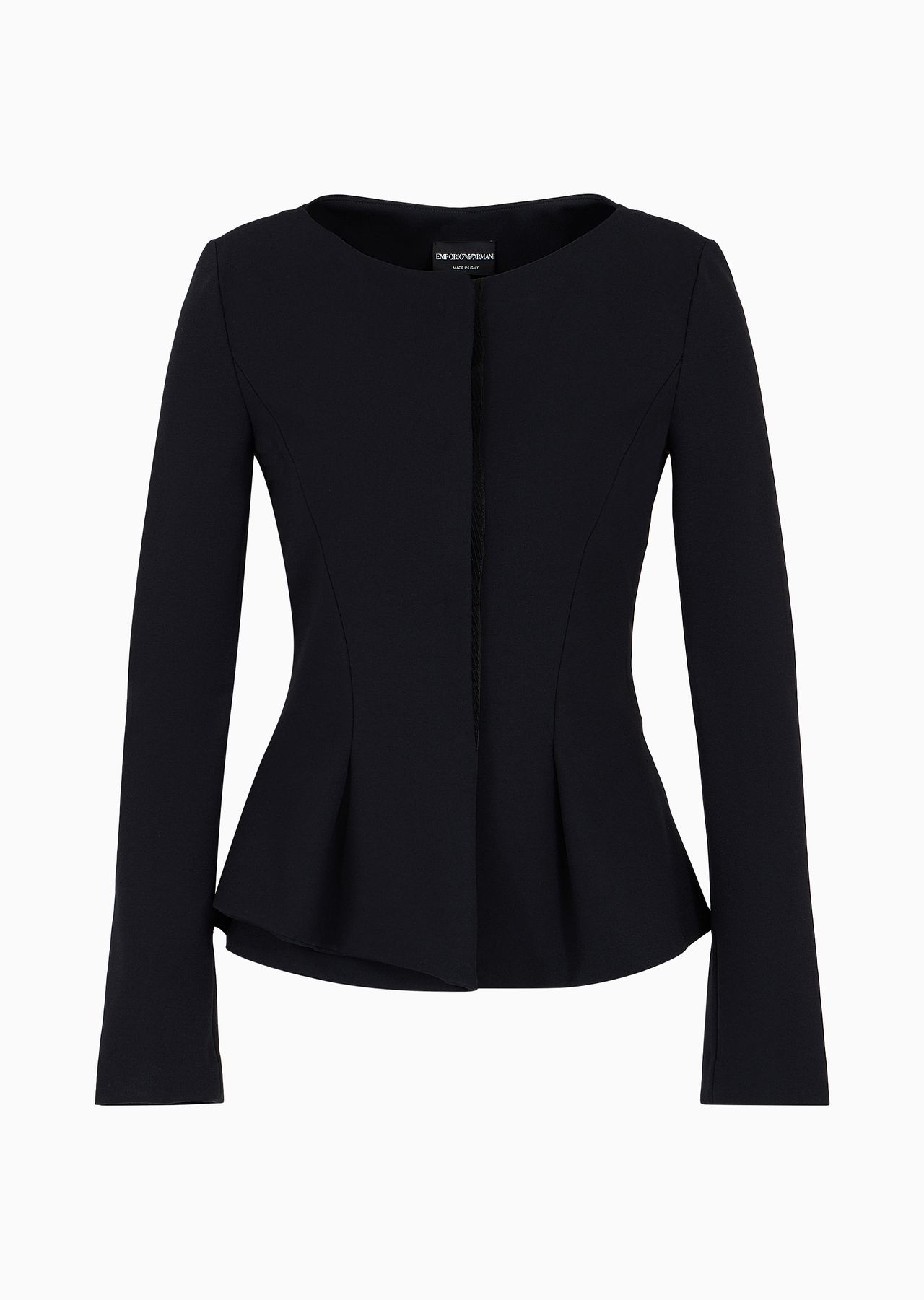 Flared single-breasted jacket in stretch Milano-stitch fabric - 1