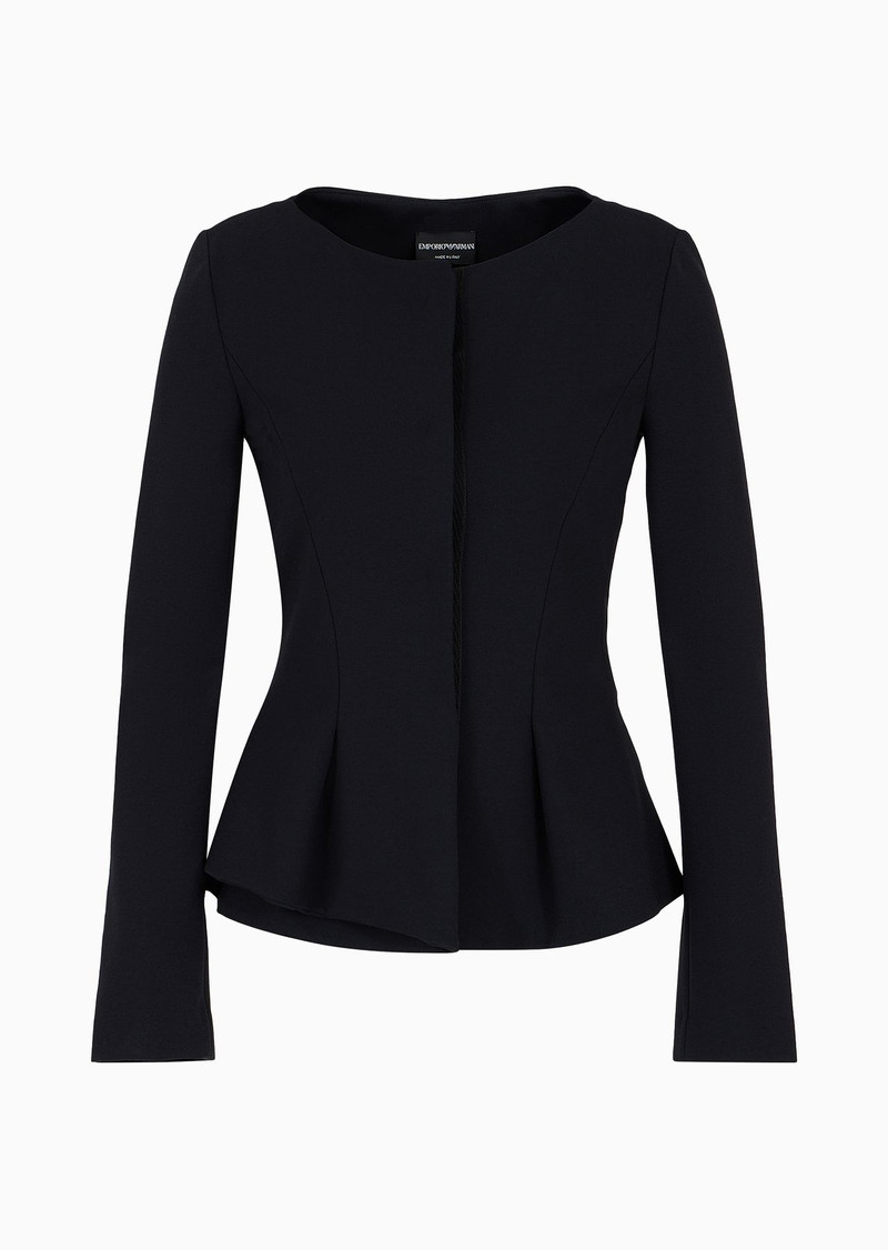 Flared single-breasted jacket in stretch Milano-stitch fabric 1