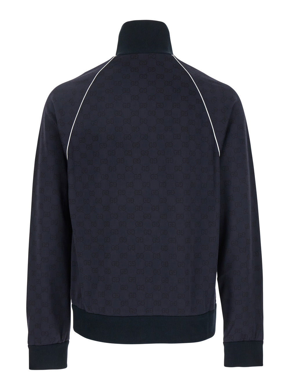 Gucci Men Blue Sweatshirt With High Neck And Front Zip Closure In Gg Canvas Man - 2