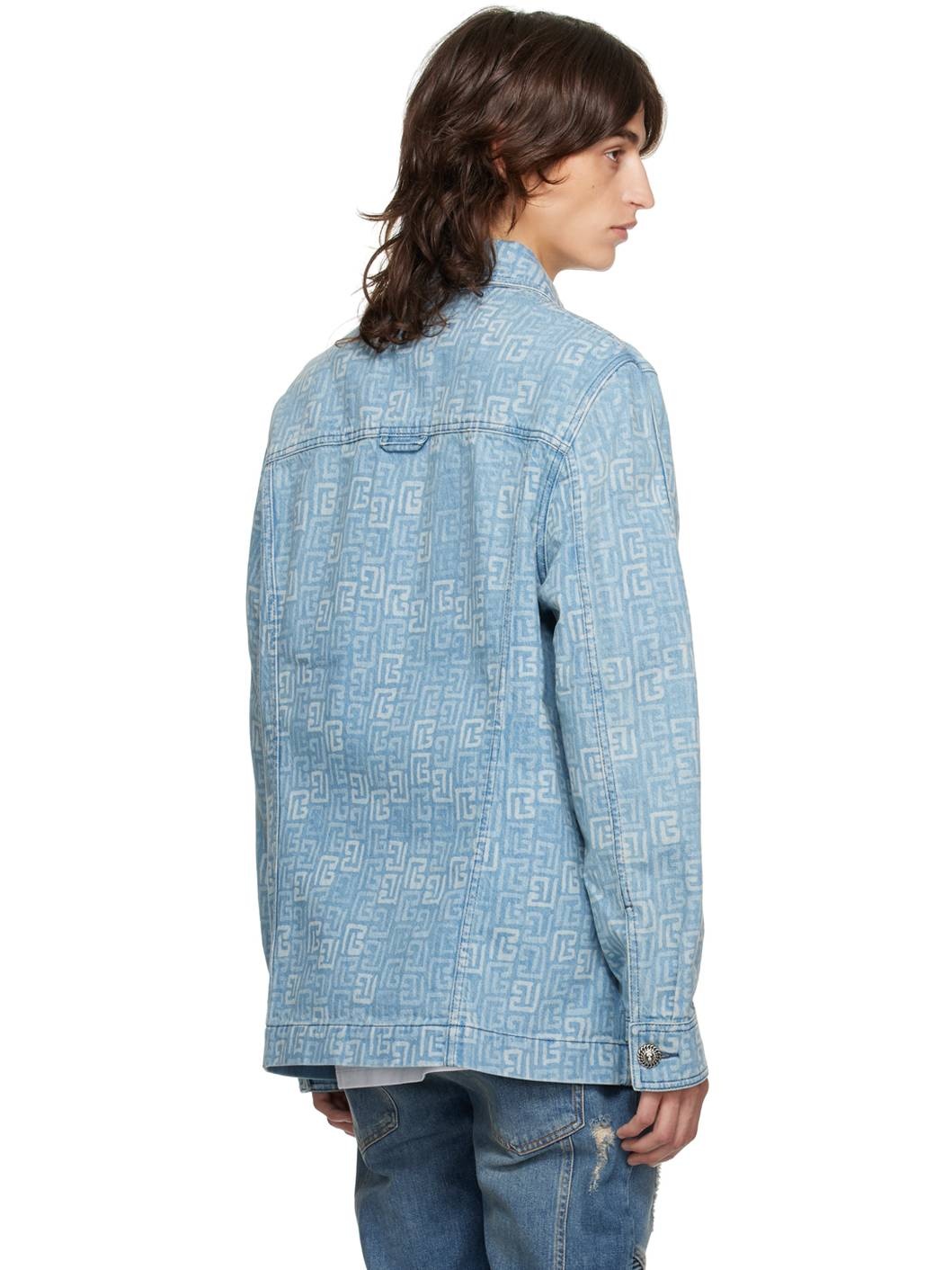 Blue Monogram Buttoned Denim Jacket - 3