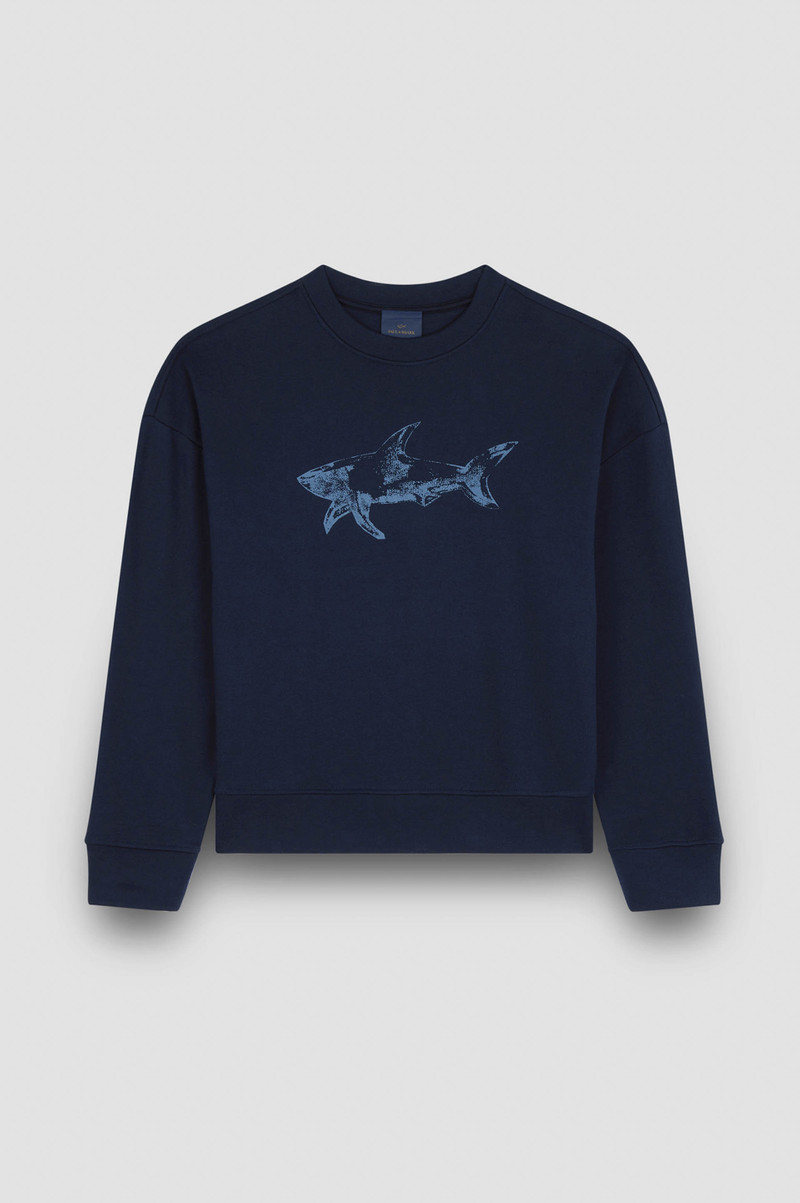 COTTON FLEECE SWEATSHIRT WITH SHARK PRINT 1