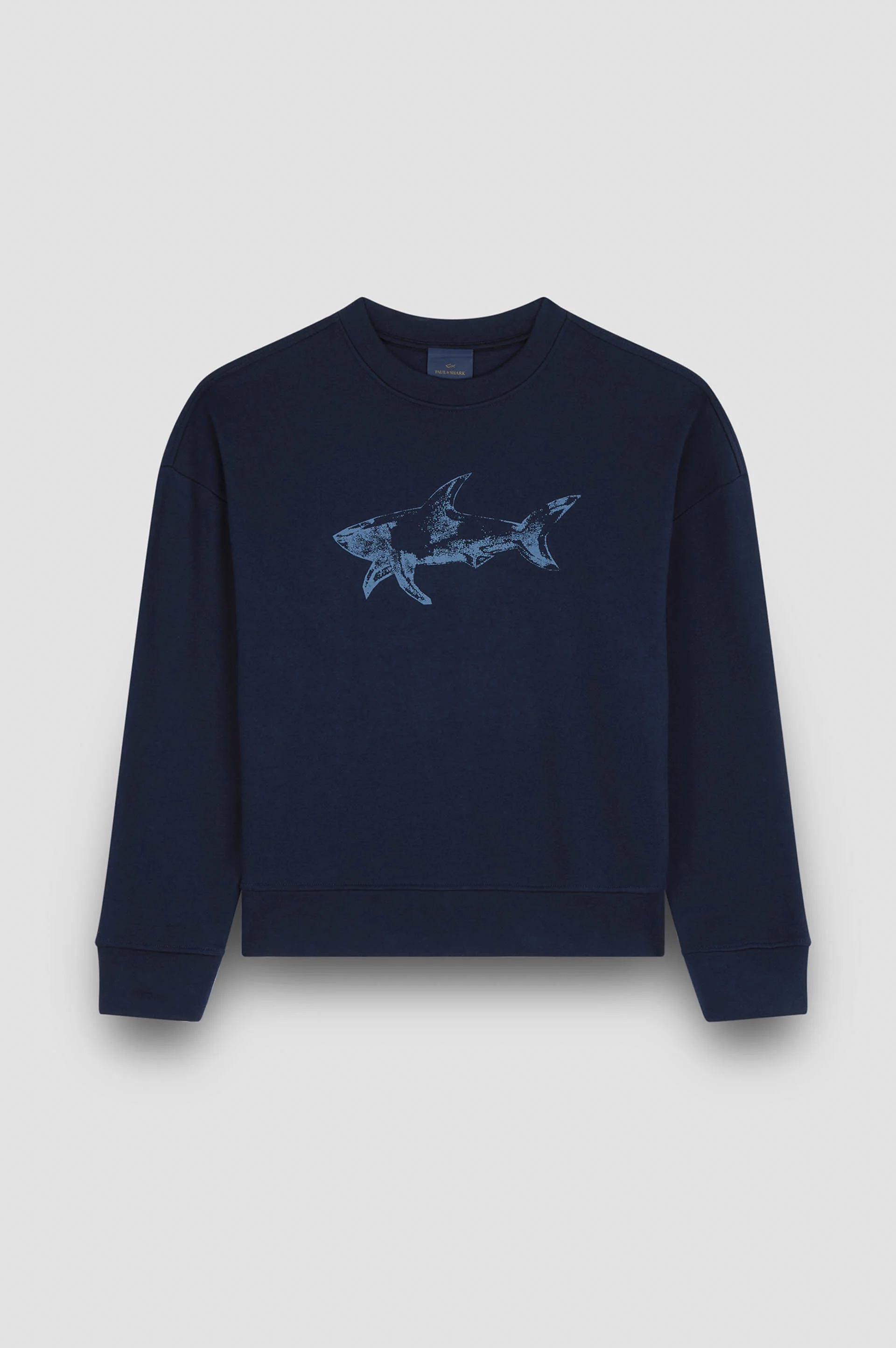 COTTON FLEECE SWEATSHIRT WITH SHARK PRINT - 1