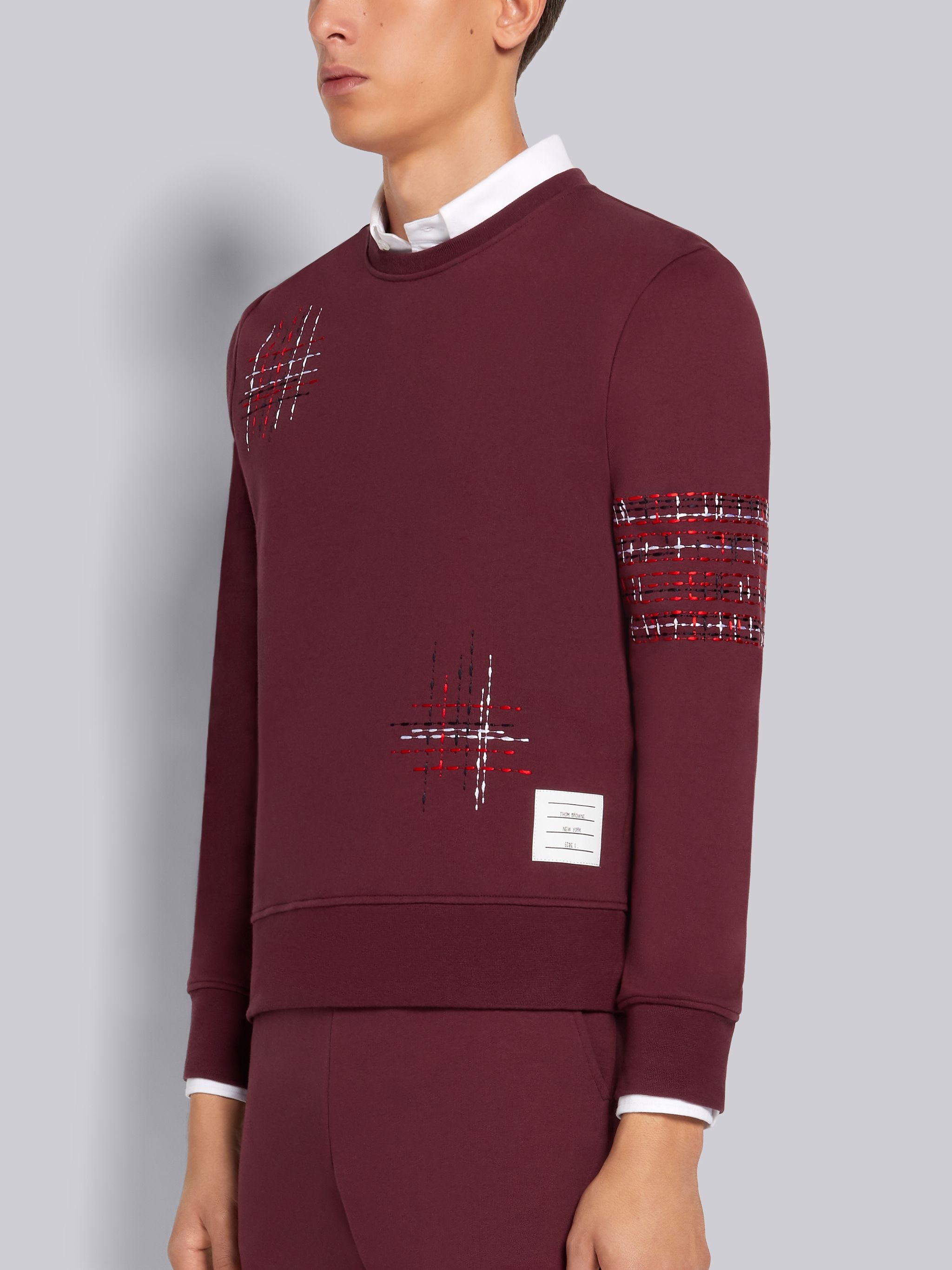 Dark Red Loopback Terry Crew Neck Sweatshirt - 2