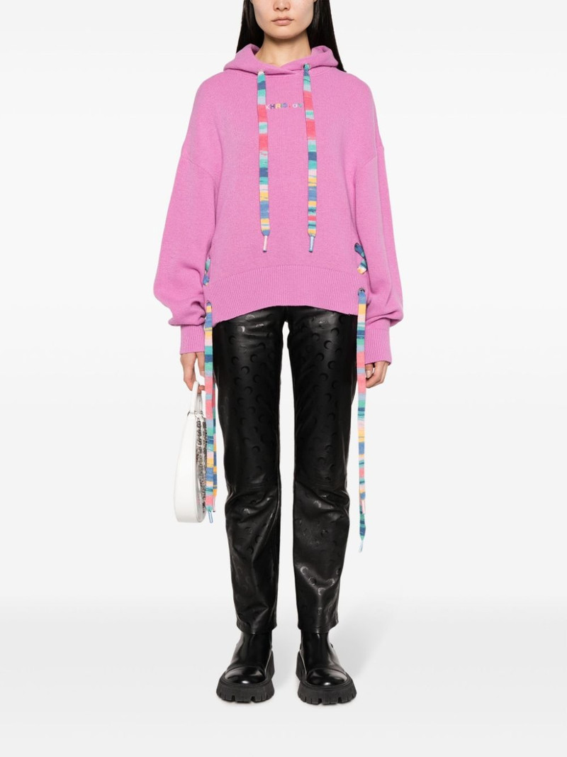 Khrisjoy stripe-detail knitted hoodie outlook